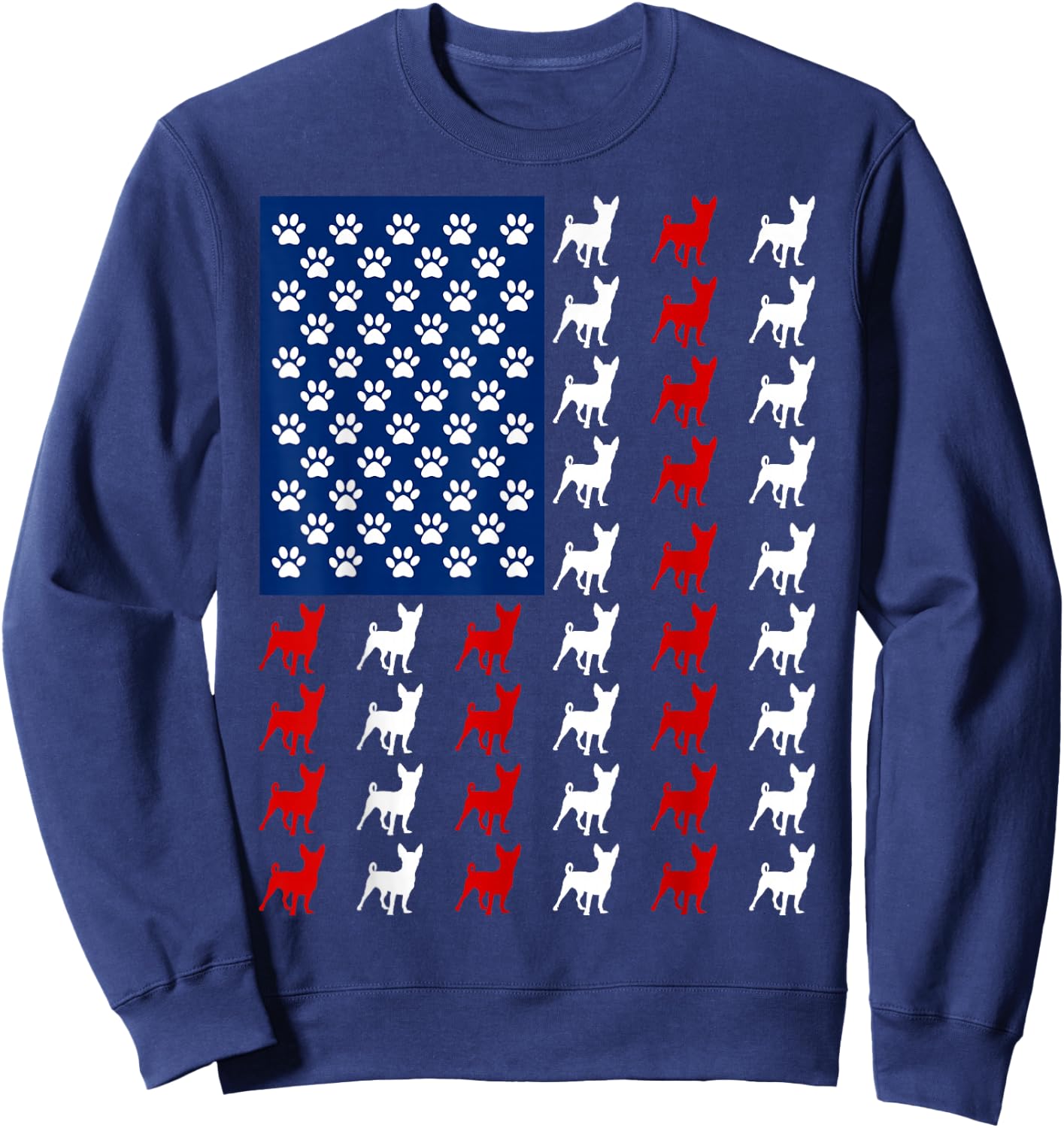USA American Flag Chihuahua Lovers Fourth of July Patriotic Sweatshirt - Sweatshirt | Navy