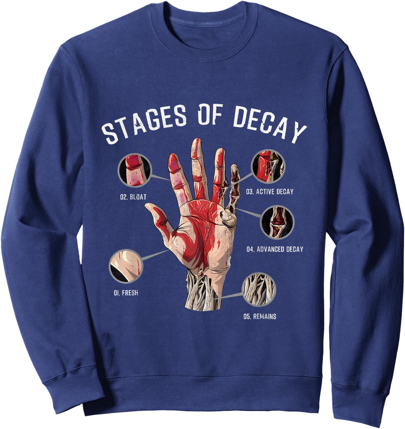 Stages Of Decay Funeral Director Funny Joke Quote Saying Sweatshirt - Sweatshirt | Navy