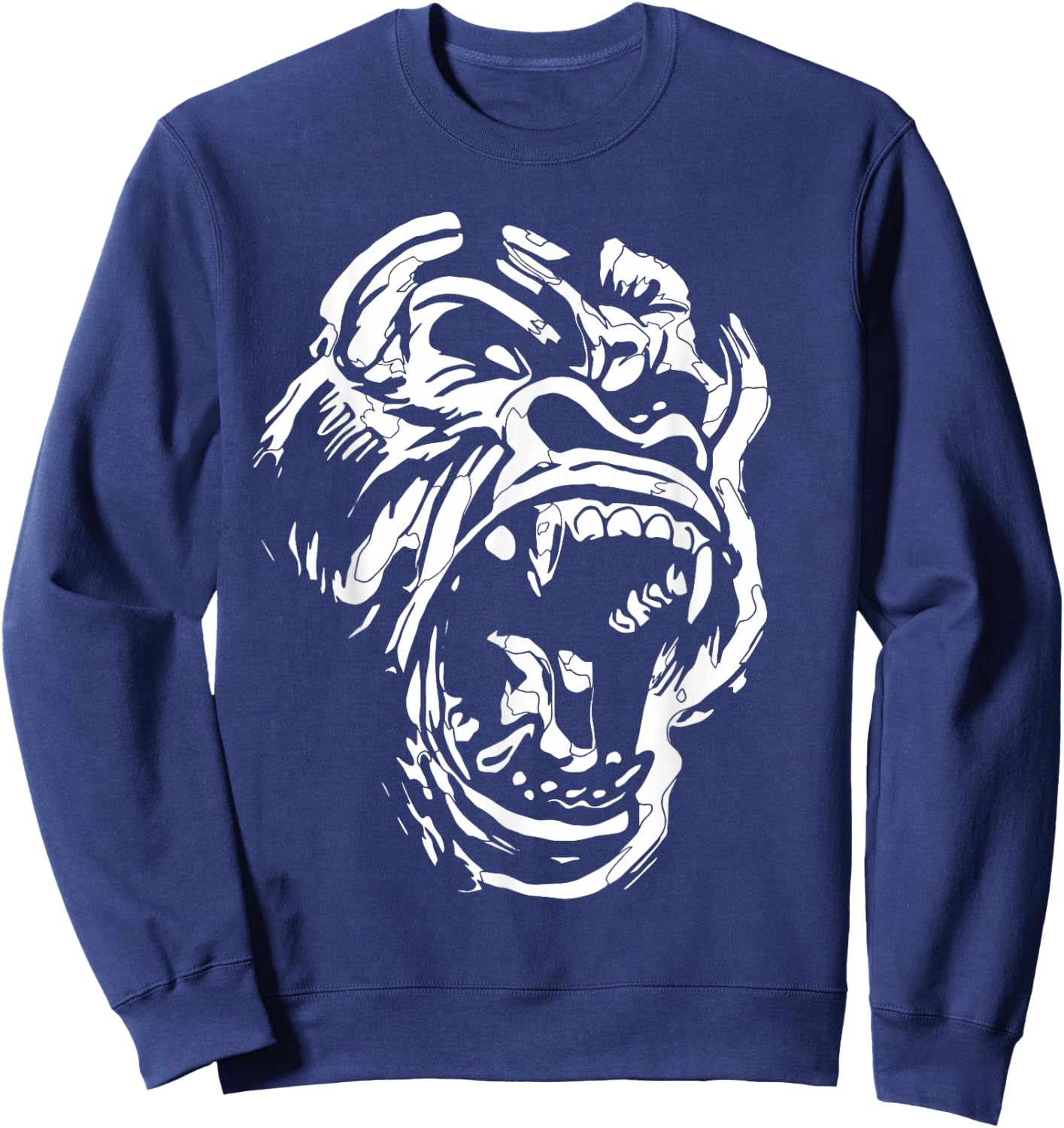 Angry Gorilla Shirt Silverback White Fierce Great Ape Gift Sweatshirt - Sweatshirt | Navy