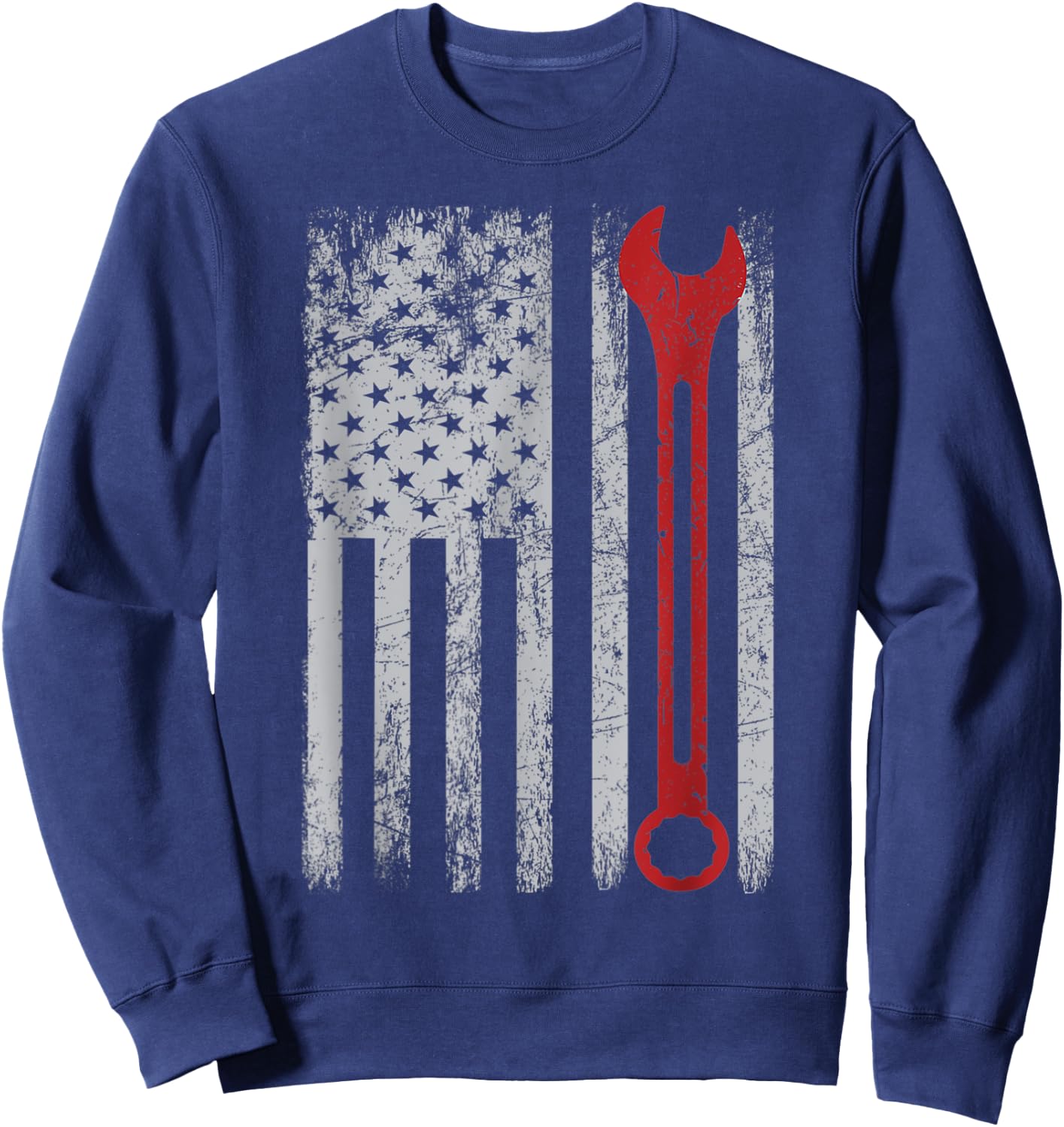 USA Flag Auto Repairman Car Mechanic Wrench Workshop Tools Sweatshirt - Sweatshirt | Navy