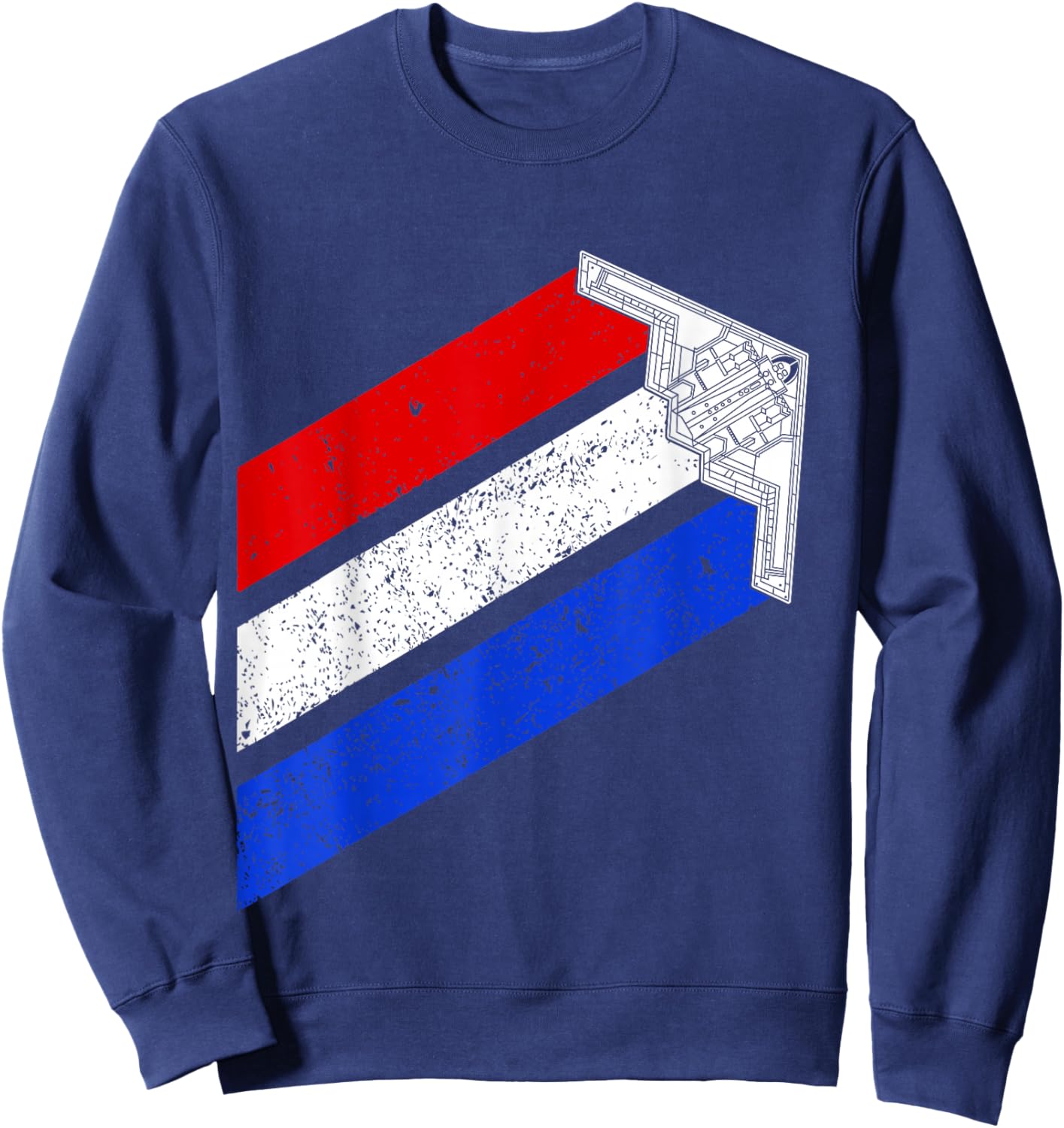 B-2 Bomber Vintage USA Contrails Red White Blue Stealth B2 Sweatshirt - Sweatshirt | Navy
