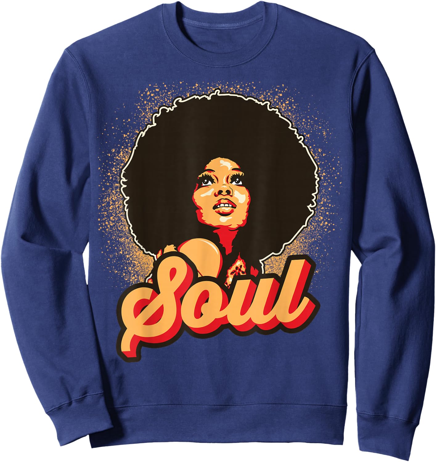70s Funk Afro Women Soul Retro Vintage Style Graphic Sweatshirt - Sweatshirt | Navy