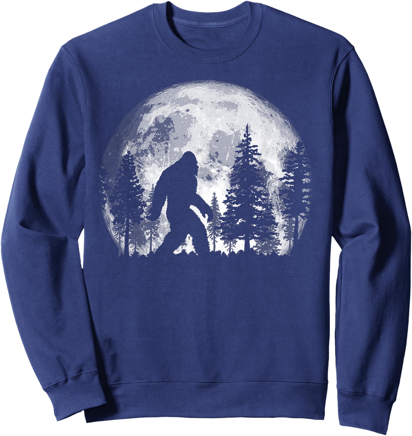 Bigfoot in The Forest Hiding at Night Full Moon Trees Nature Sweatshirt - Sweatshirt | Navy