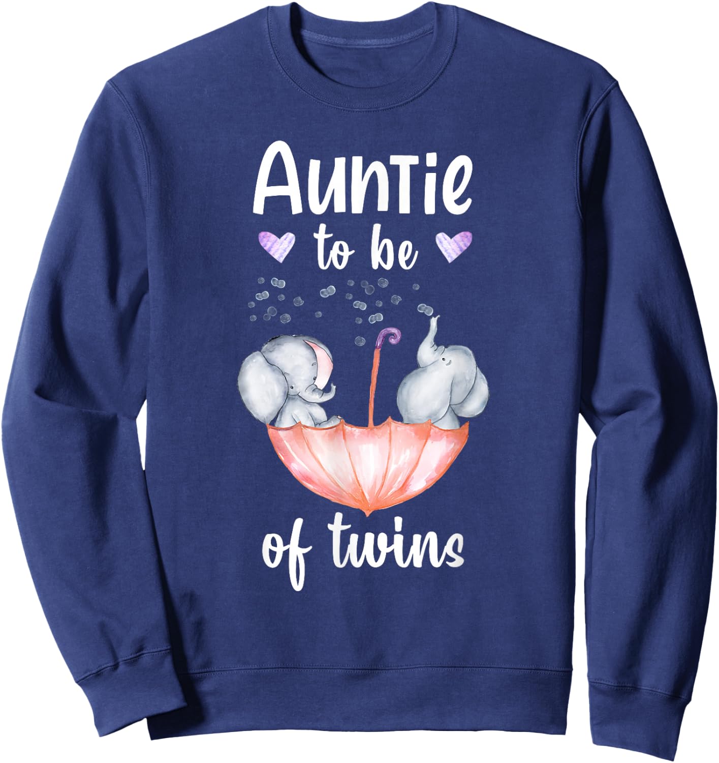 Auntie To Be Of Twins Baby Shower Elephant Sweatshirt - Sweatshirt | Navy
