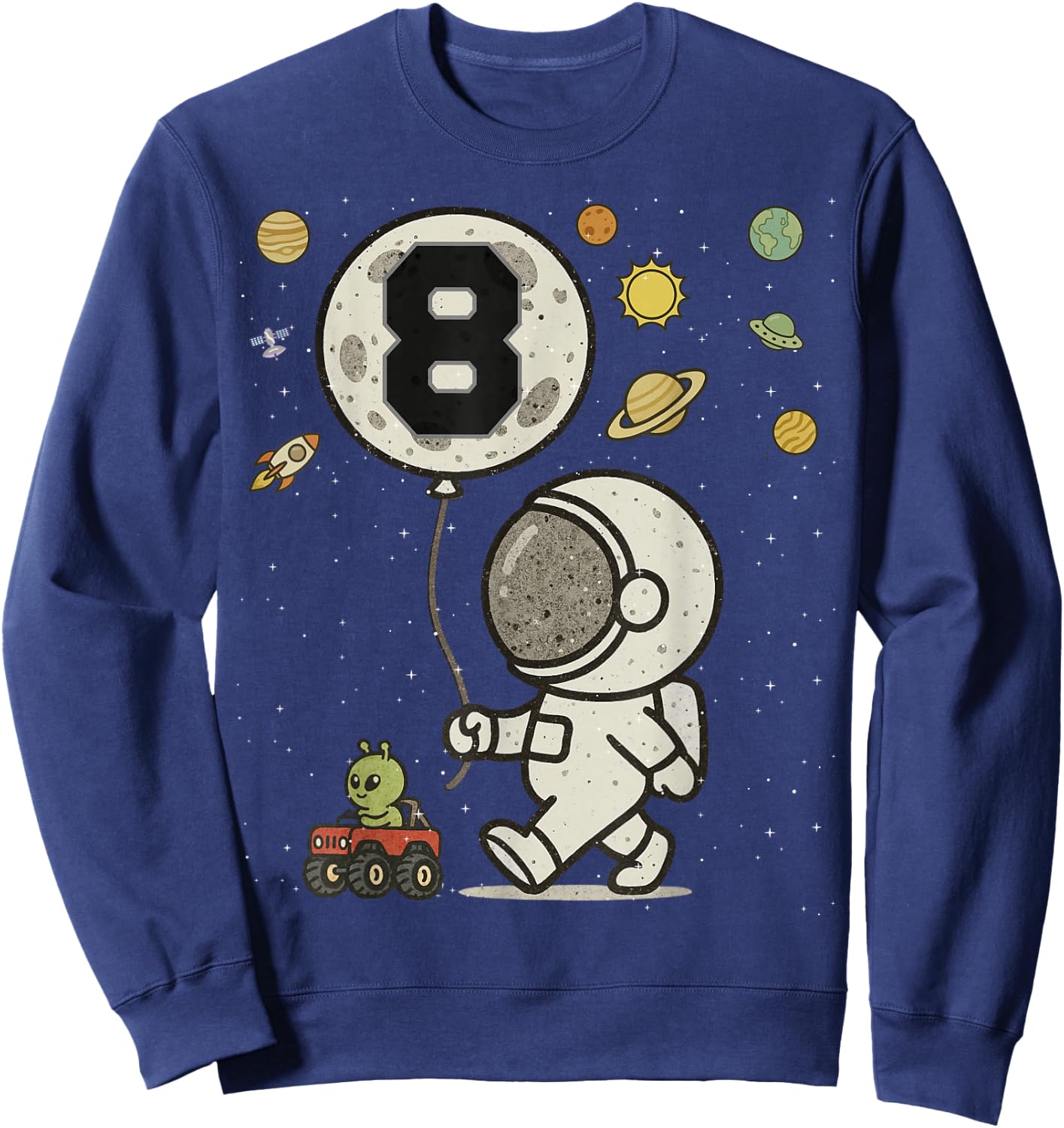 Astronaut 8 Year Old Space Birthday Sweatshirt - Sweatshirt | Navy