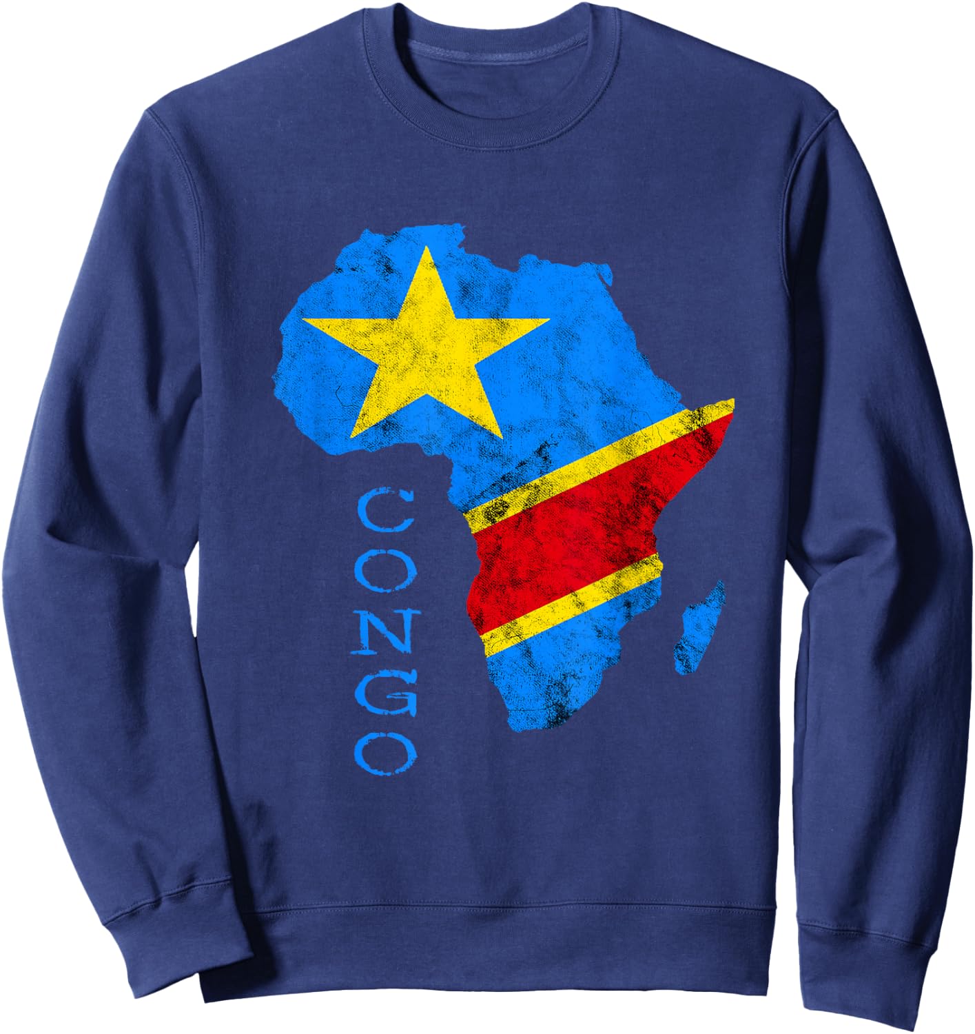 Congo Africa Map Congolese Flag African Roots DRC Pride Sweatshirt - Sweatshirt | Navy