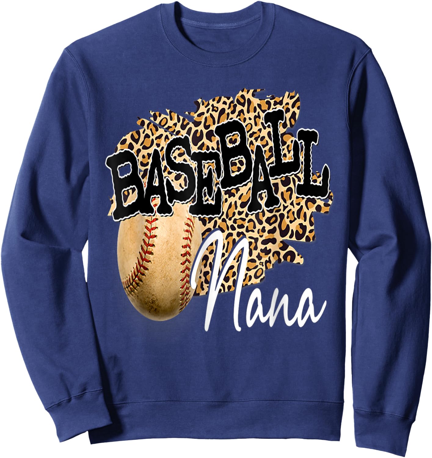 Baseball Nana Leopard Mother's Day women boys girls Sweatshirt - Sweatshirt | Navy