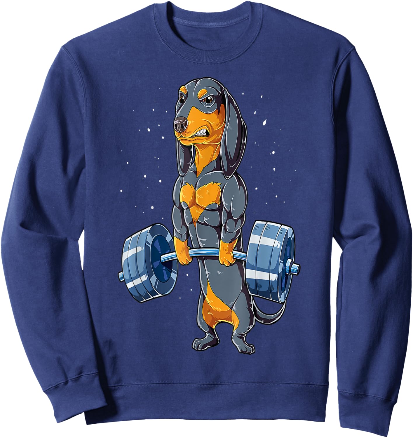 Dachshund Weightlifting Funny Bodybuilder Weight Lifter Sweatshirt - Sweatshirt | Navy