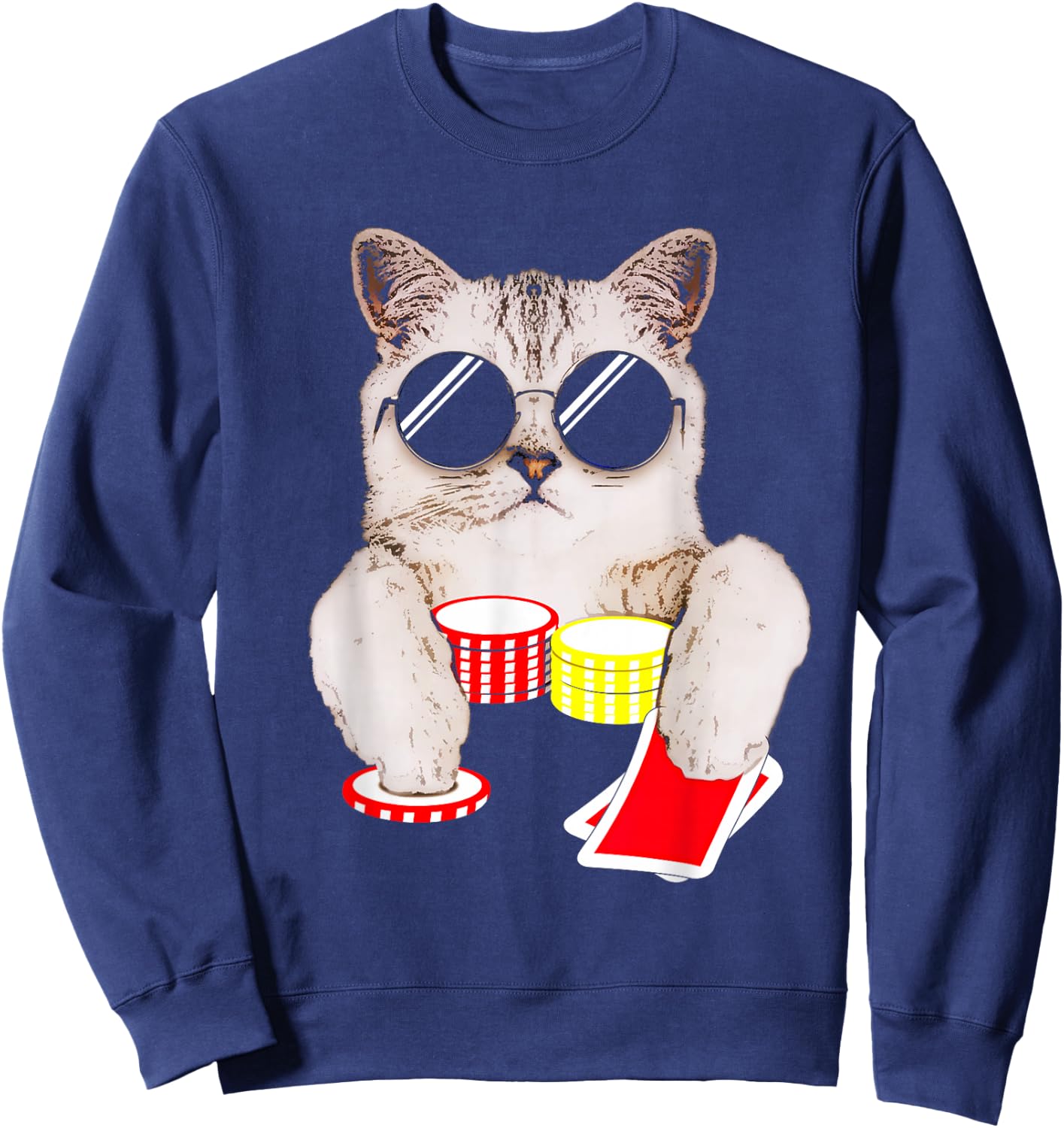 Texas Holdem Poker Cat Sweatshirt - Sweatshirt | Navy