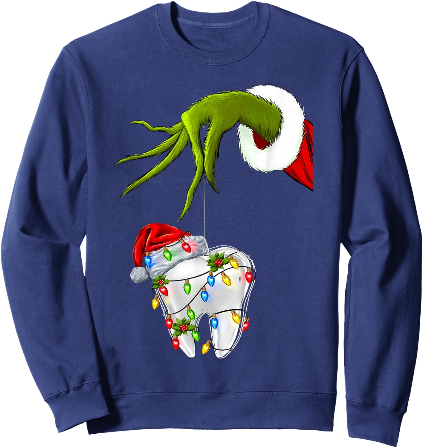 Tooth Dentist Dental Assistant Teeth Christmas Xmas Holiday Sweatshirt - Sweatshirt | Navy
