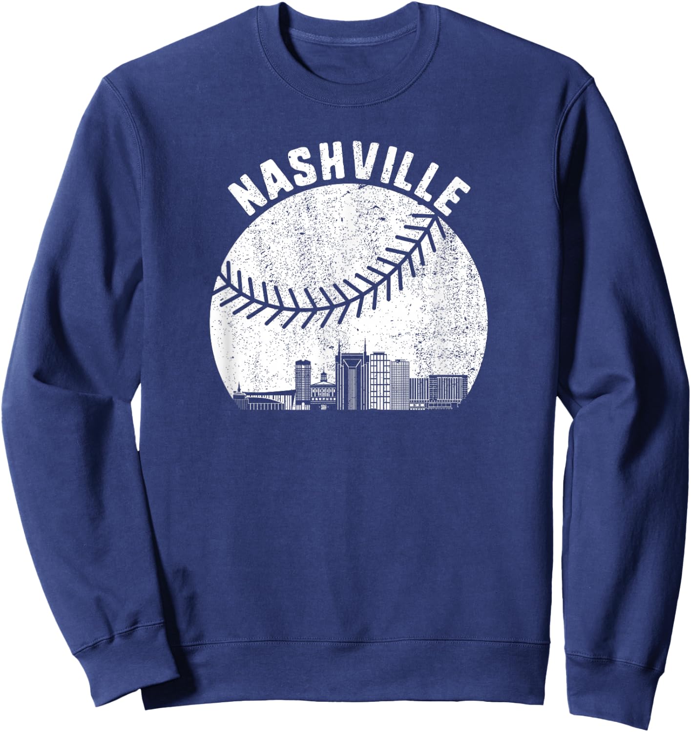 Nashville Skyline Baseball Fan Vintage Nashville Baseball Sweatshirt - Sweatshirt | Navy