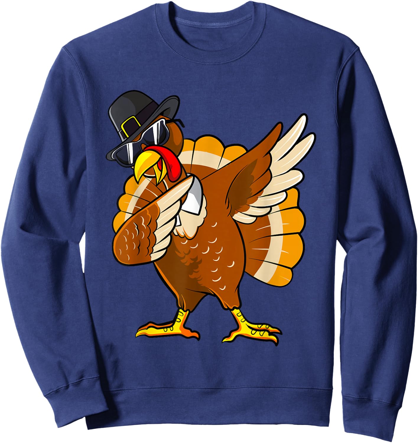 Dabbing Turkey Thanksgiving Day Gifts Pilgrim Boys Kids Men Sweatshirt - Sweatshirt | Navy