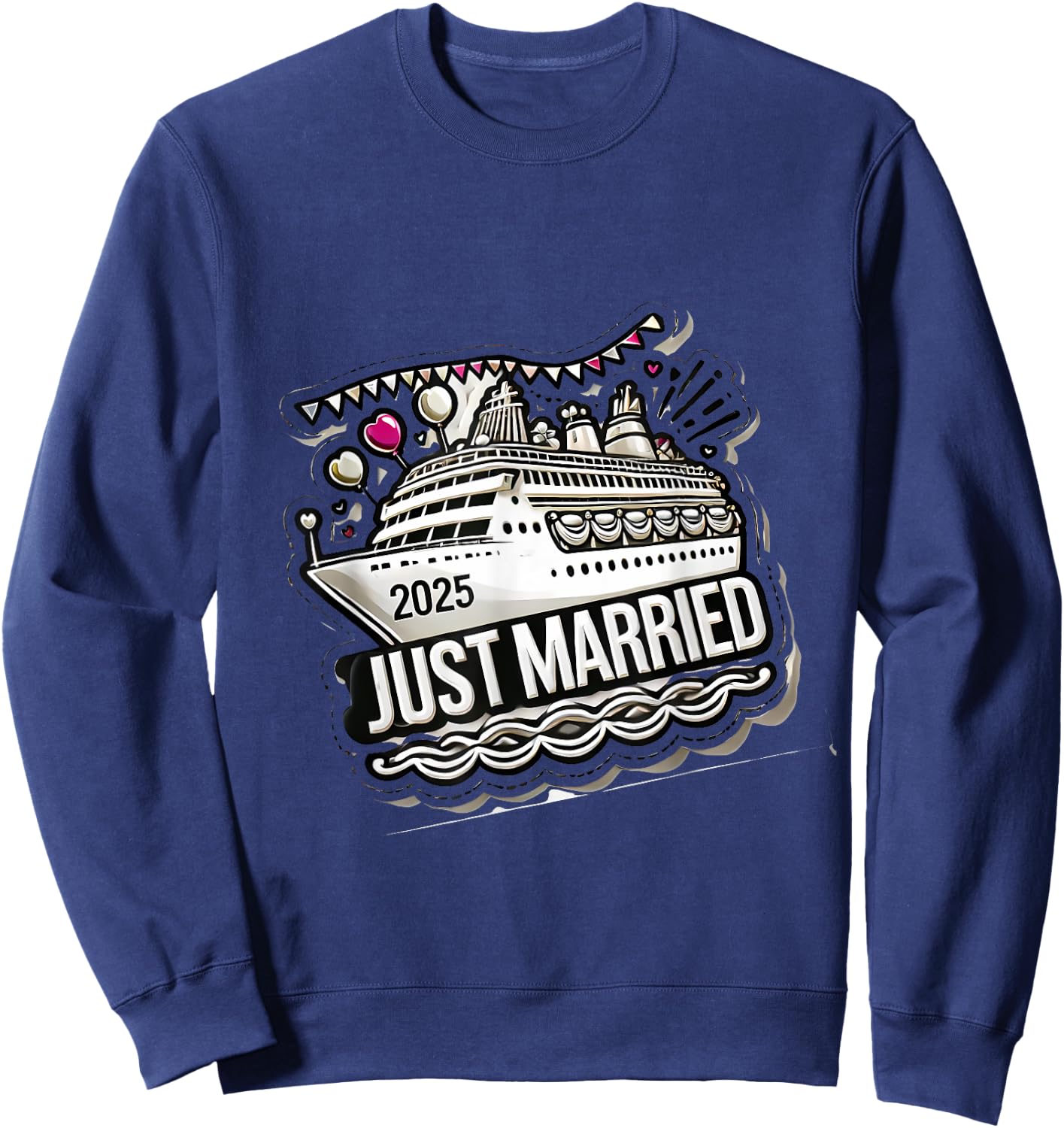 Just Married 2025 Wedding Rings Matching Couple Newlyweds Sweatshirt - Sweatshirt | Navy