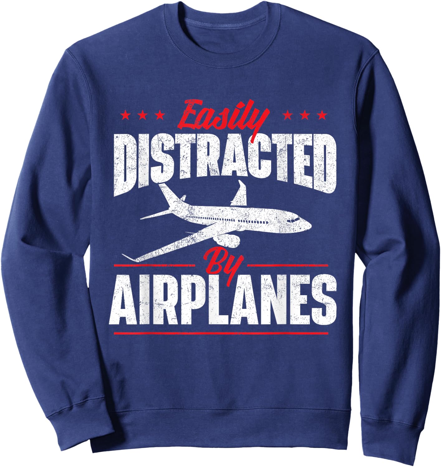 Easily Distracted by Airplanes - Aircraft Fan Airline Pilot Sweatshirt - Sweatshirt | Navy