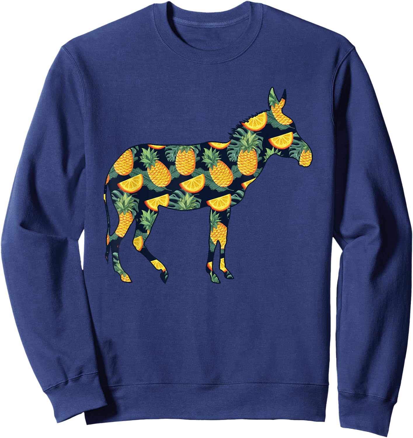 Pineapple Hawaiian Donkey Women Men Print Jackass Girl Gift Sweatshirt - Sweatshirt | Navy
