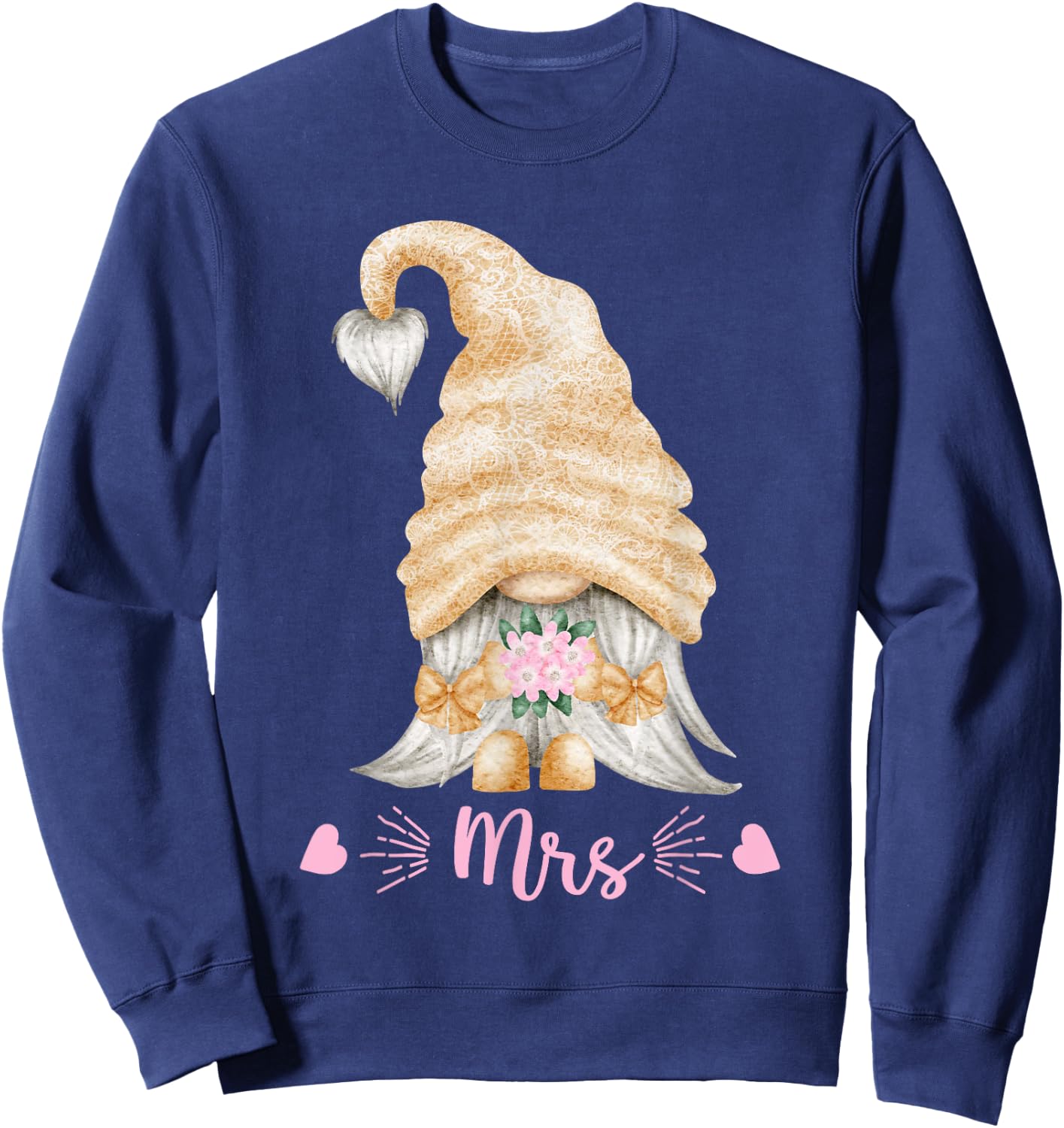 Funny Mrs And Mr Gnome Wedding - Cute Gnomie Bride Sweatshirt - Sweatshirt | Navy