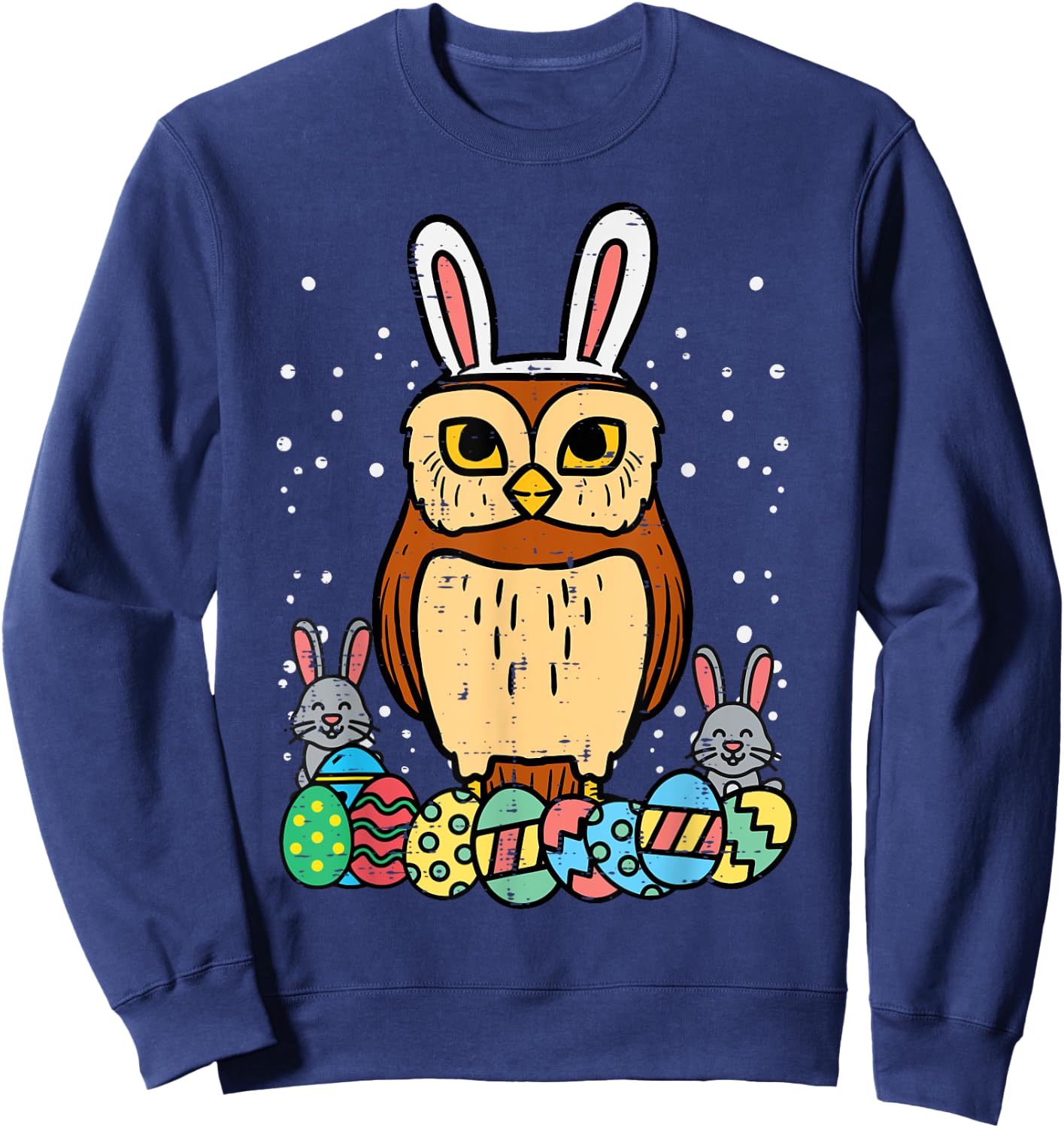 Easter Owl Eggs Bunnies Cute Animal Bird Men Women Kids Sweatshirt - Sweatshirt | Navy