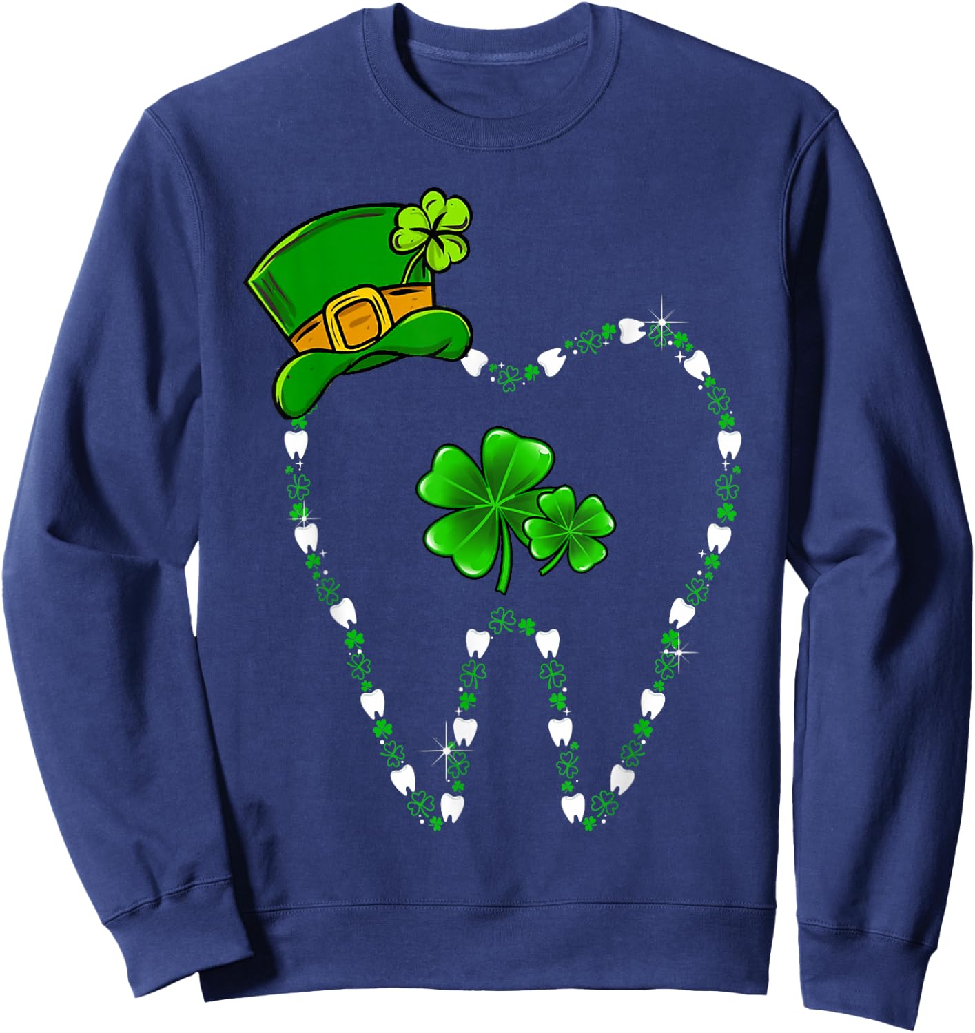 Irish Shamrock Tooth Dental Assistant St Patrick's Day Sweatshirt - Sweatshirt | Navy