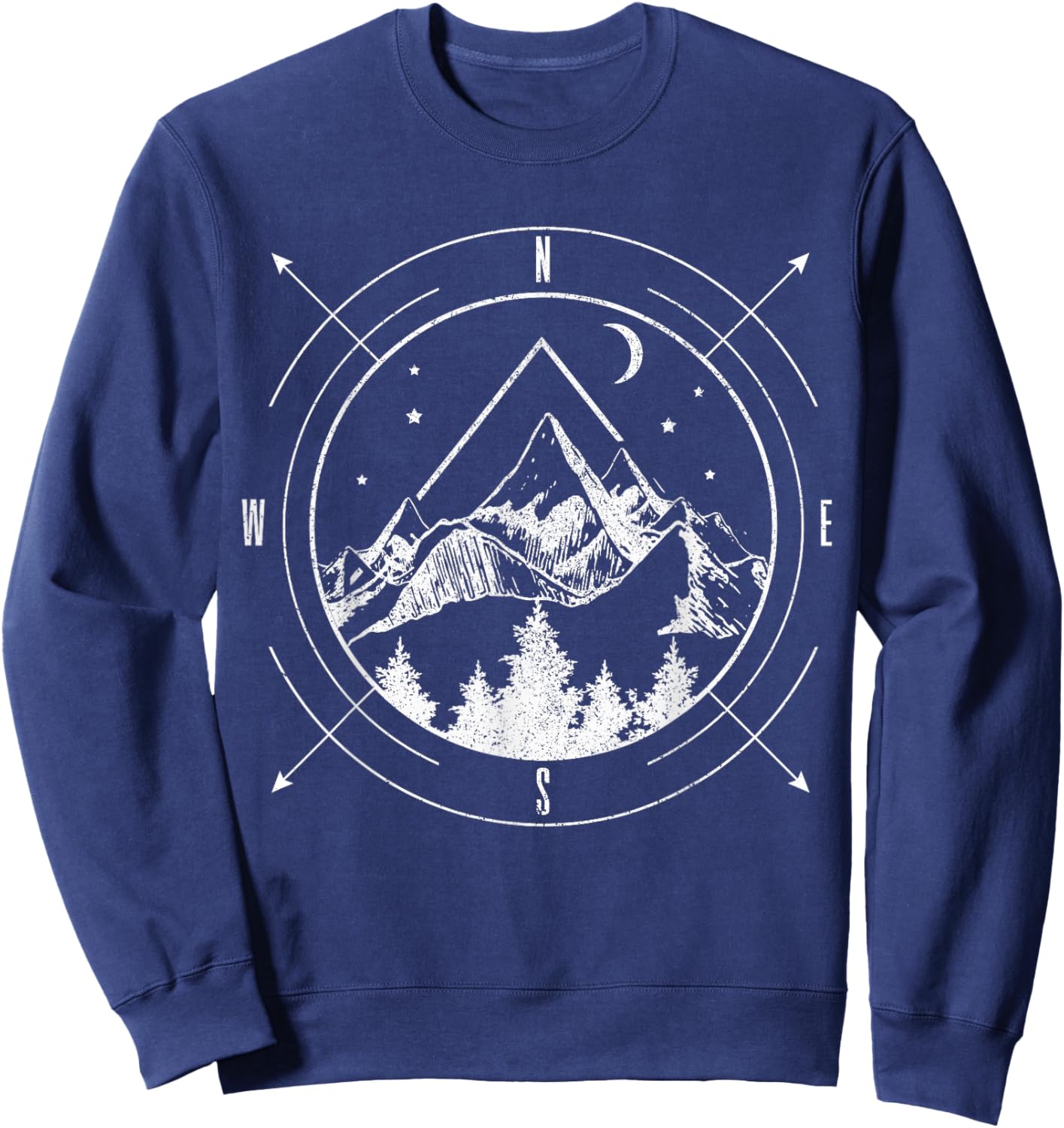 Hiking Camping Mountains Compass Hiker Camper Outdoor Sweatshirt - Sweatshirt | Navy