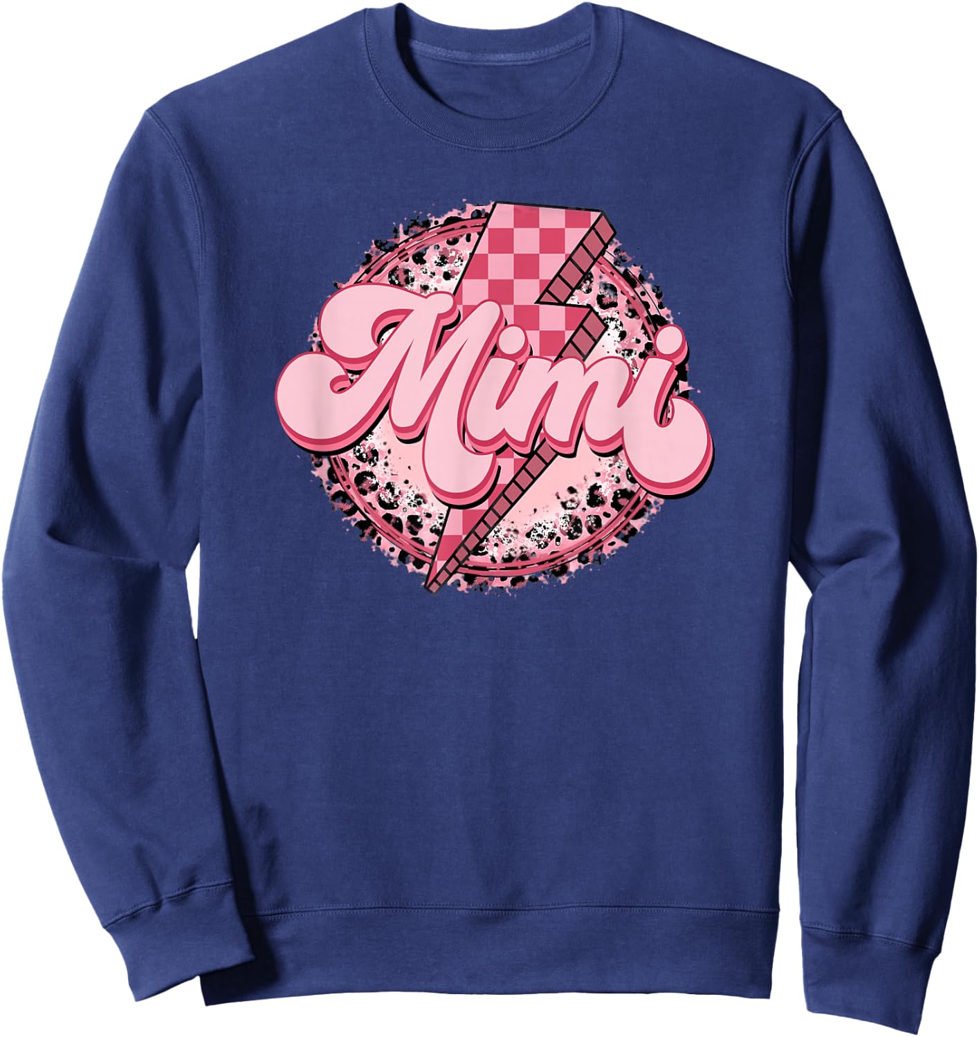Retro Groovy Mimi Leopard Grandma Mother's Day Women Sweatshirt - Sweatshirt | Navy
