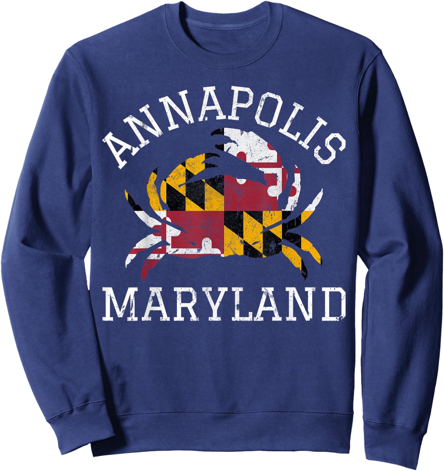 Annapolis Maryland Crab State Flag Home Travel Vintage Sweatshirt - Sweatshirt | Navy