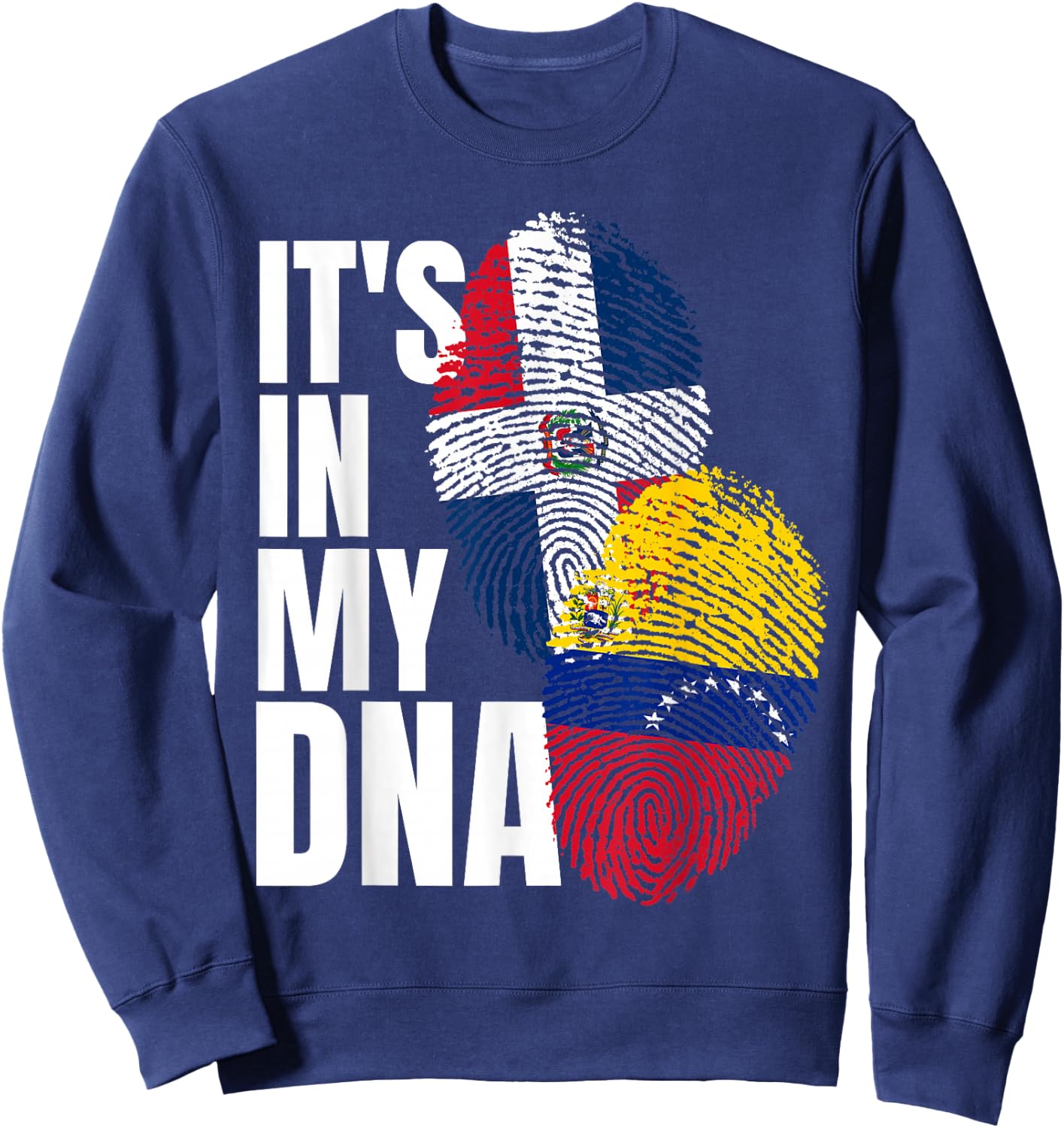Dominican And Venezuelan DNA Mix Flag Heritage Sweatshirt - Sweatshirt | Navy