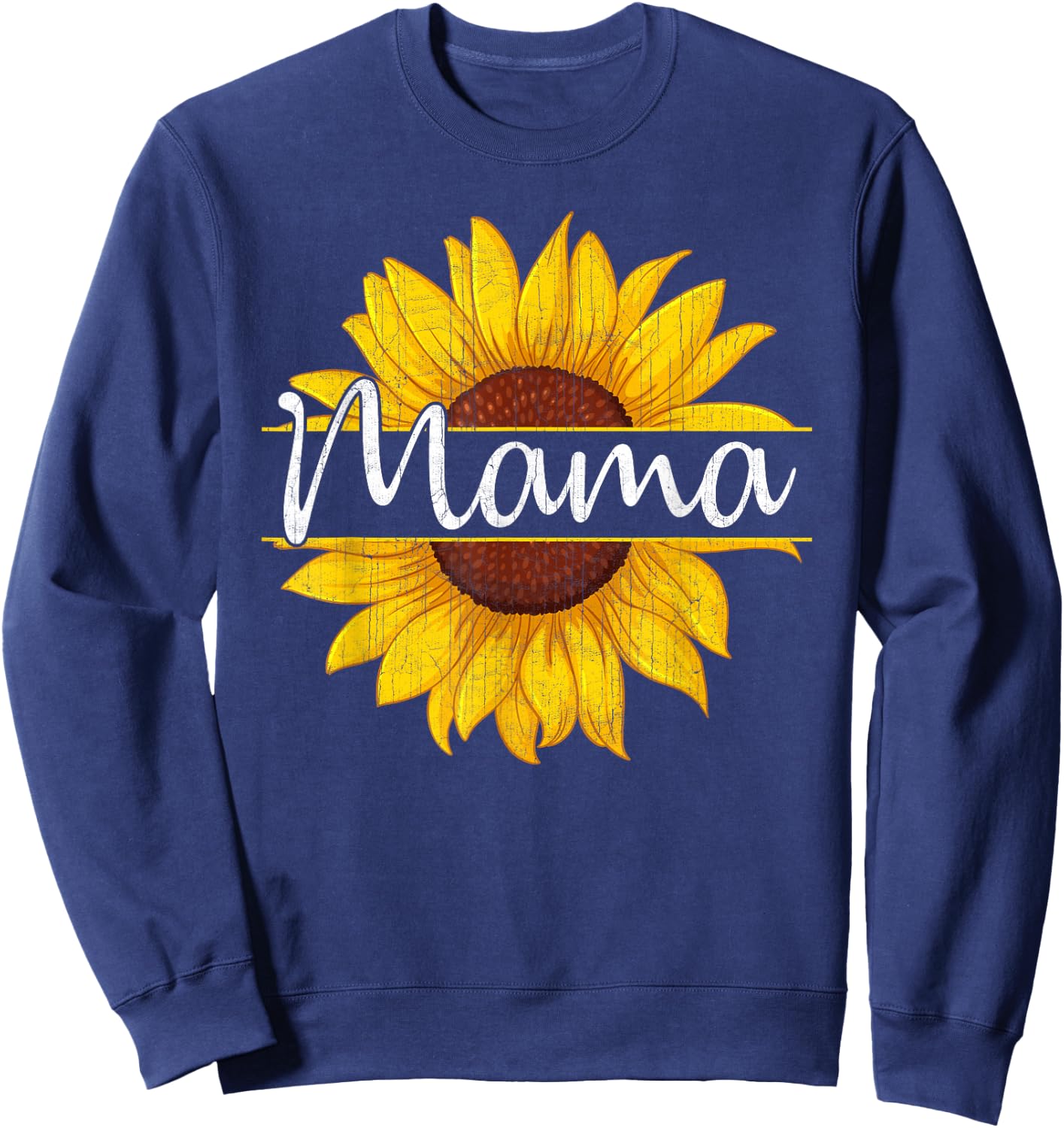 Summer Vintage Yellow Sunflower Graphic Sunflower Mama Sweatshirt - Sweatshirt | Navy