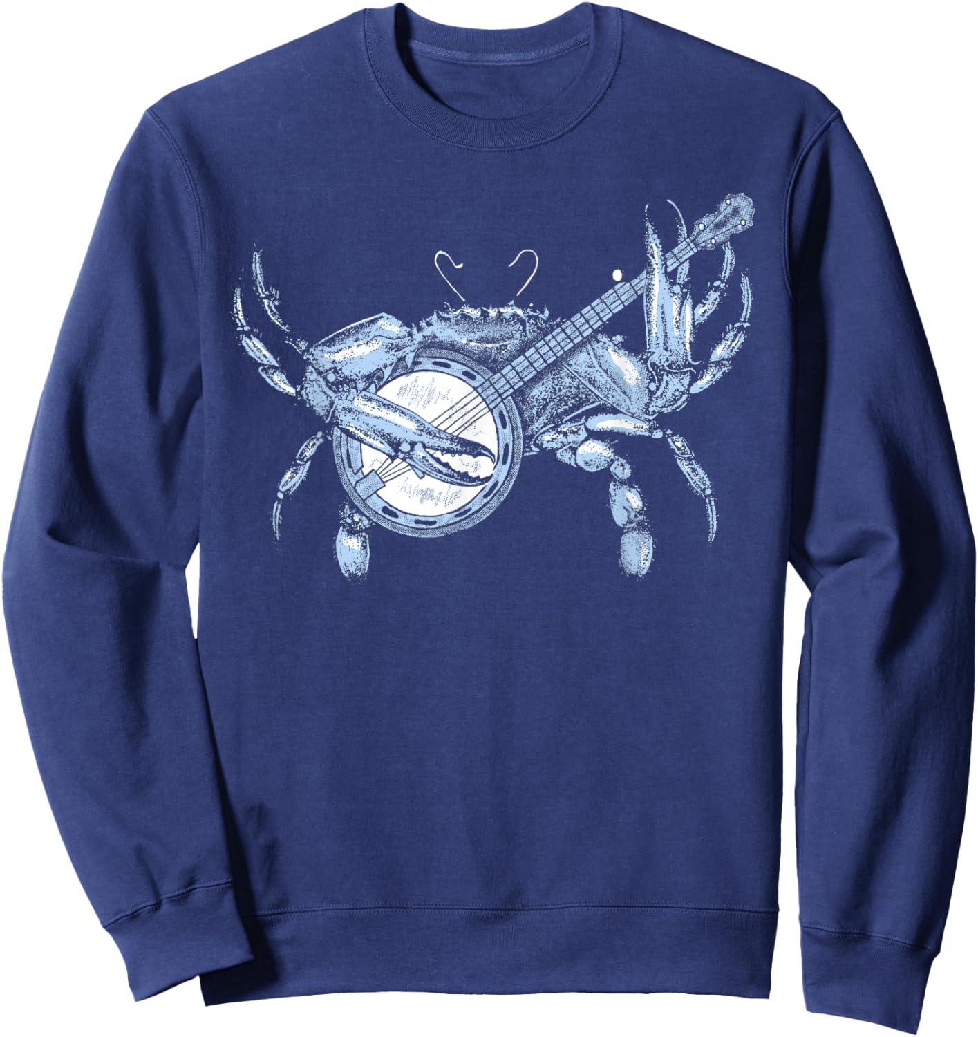 Bluegrass Blue Crab Funny Cute Banjo Chesapeake Bay Vintage Sweatshirt - Sweatshirt | Navy