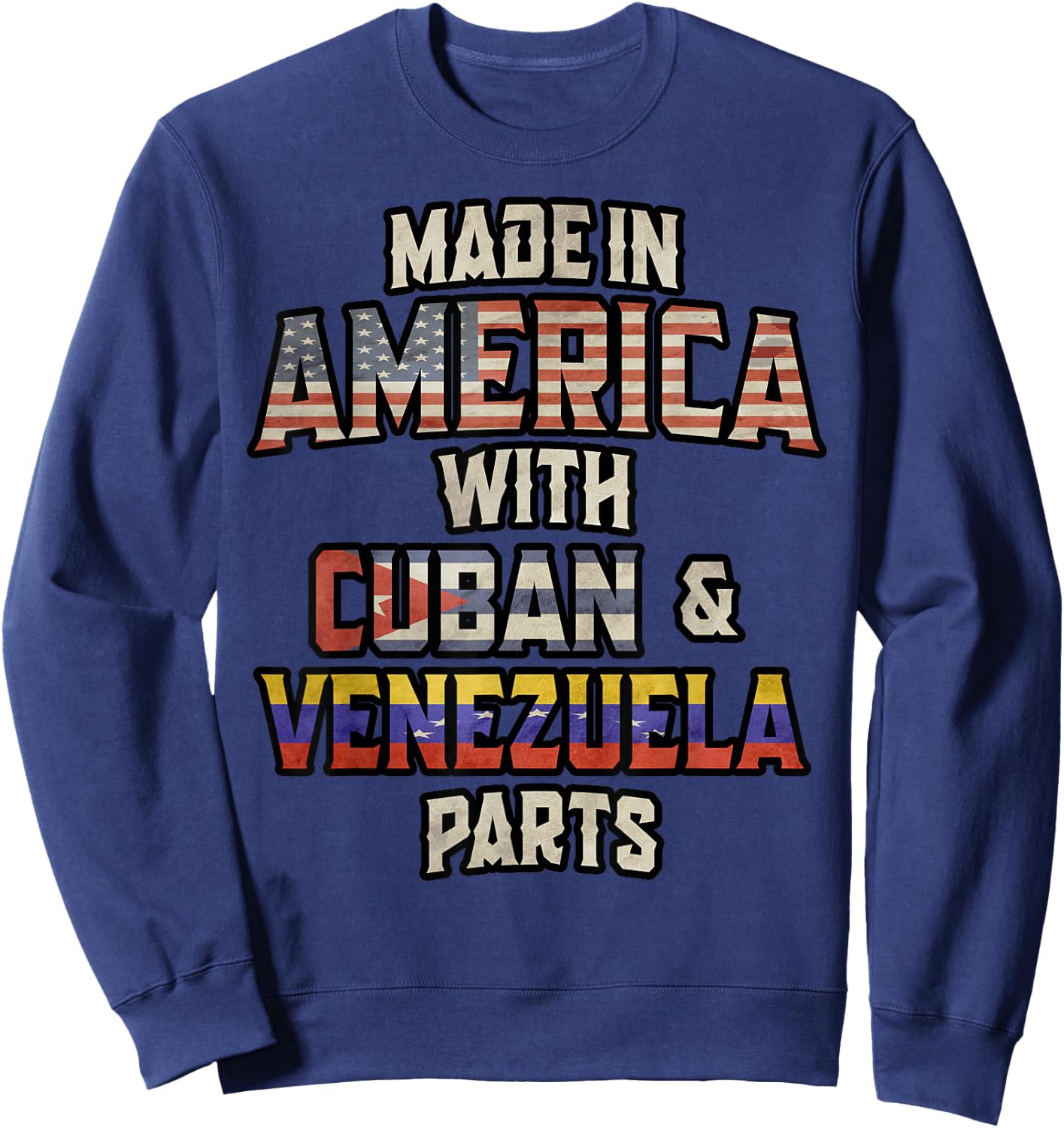 Cuban And Venezuelan Made In America Mix Heritage Vintage Sweatshirt - Sweatshirt | Navy