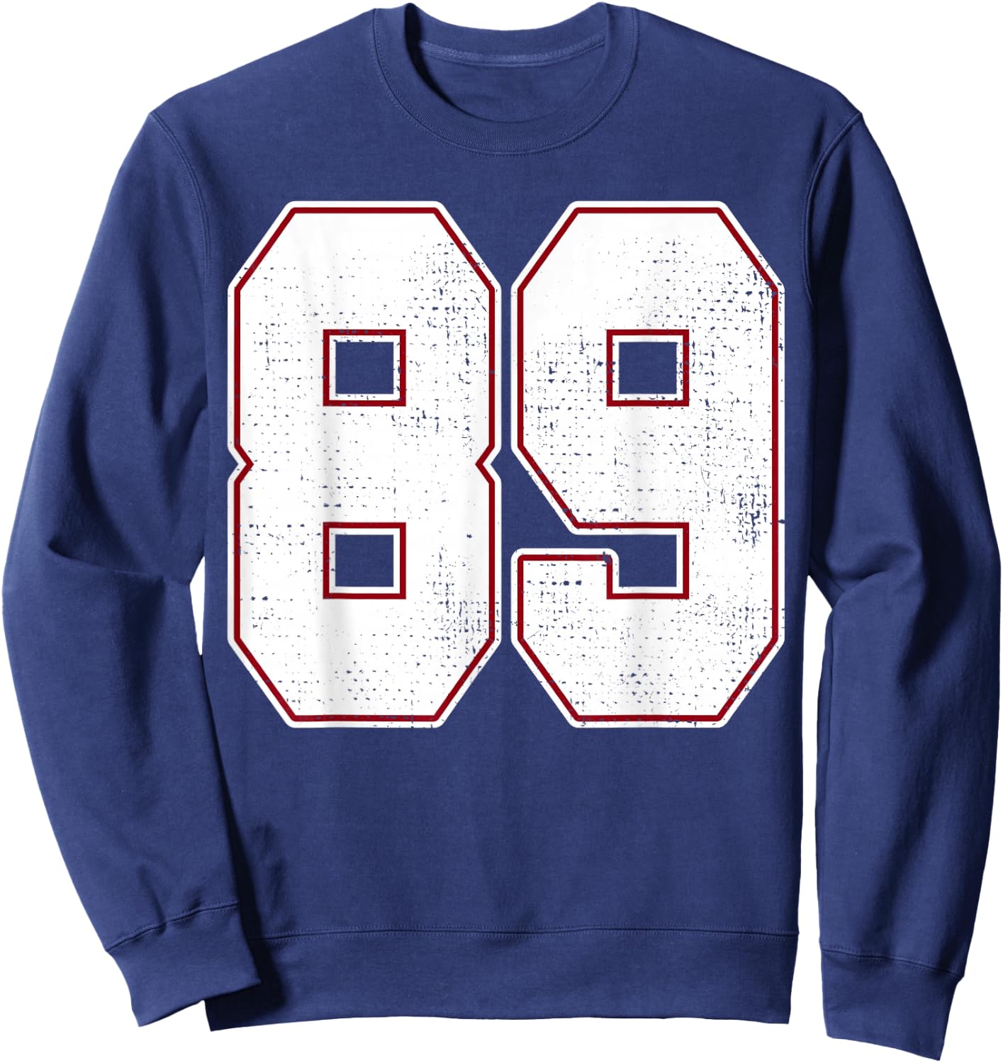#89 Outline Number 89 Fan Varsity Sports Team Blue Jersey Sweatshirt - Sweatshirt | Navy
