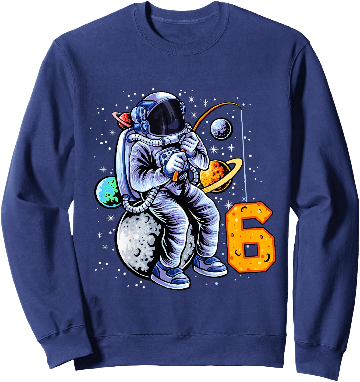6 Years Old Birthday Boy Astronaut Gifts Space 6th B-Day Sweatshirt - Sweatshirt | Navy
