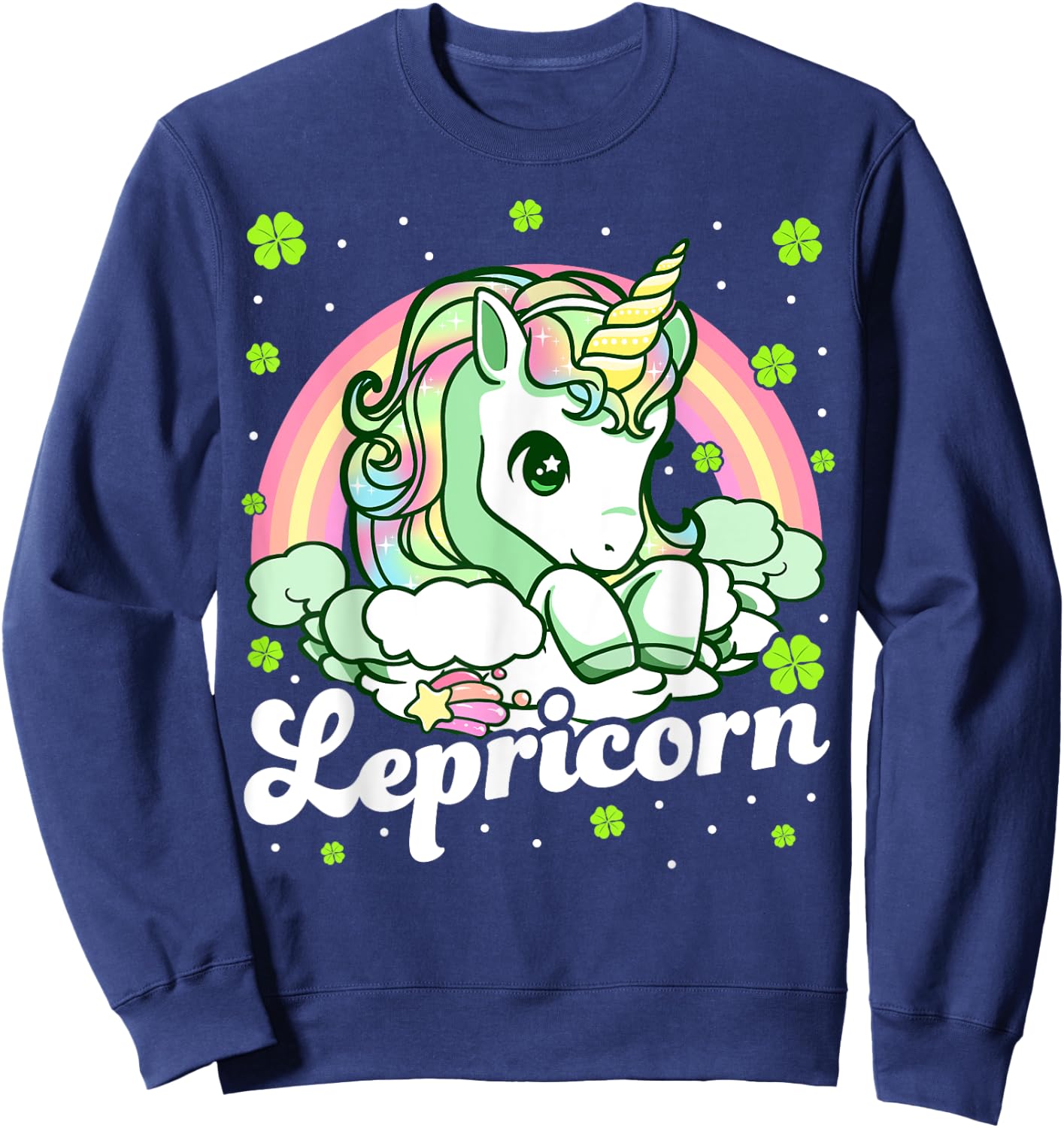 Lepricorn Rainbow St Patricks Day Unicorn Girls Kids Teacher Sweatshirt - Sweatshirt | Navy