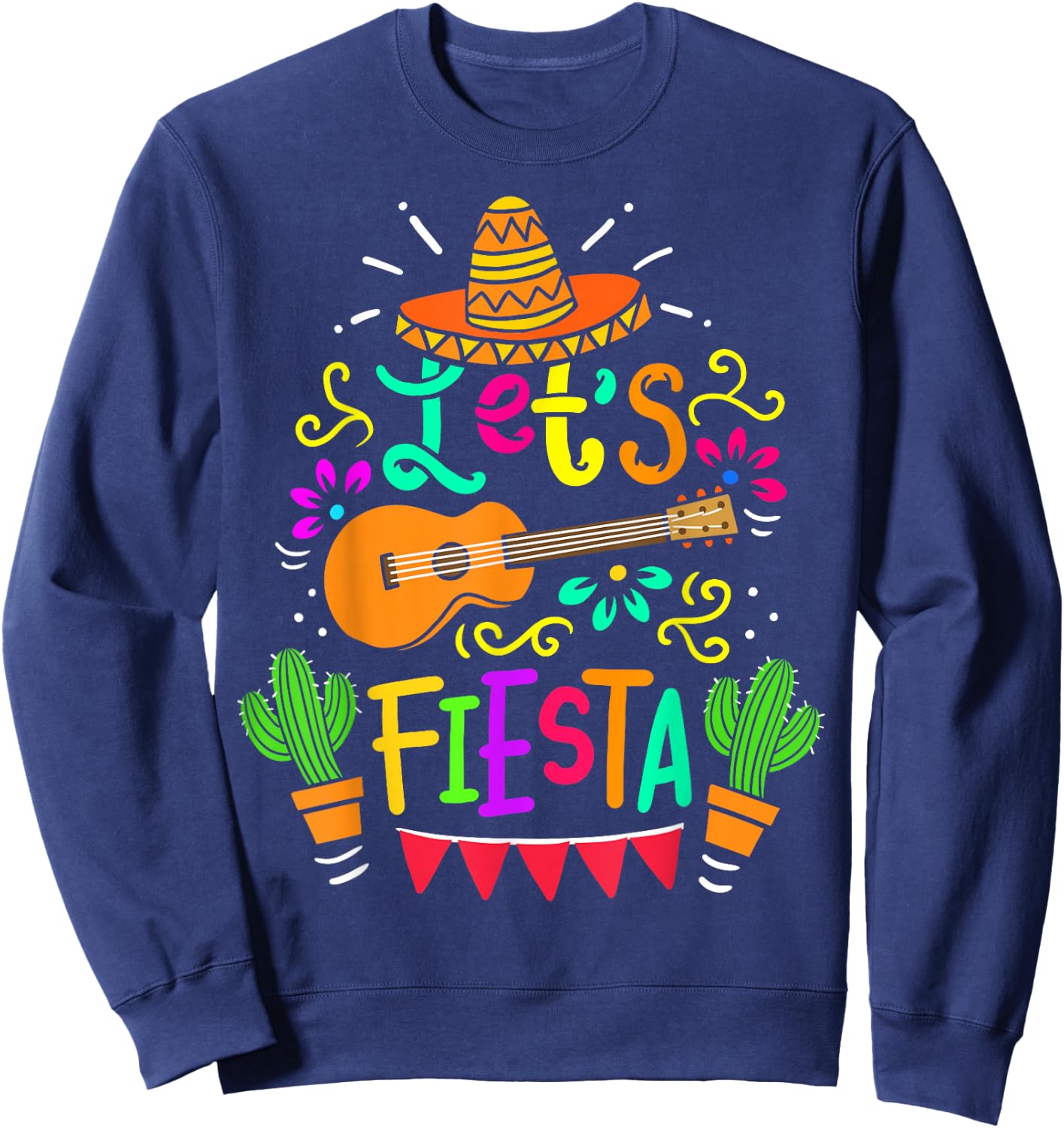 Cinco De Mayo Mexican Guitar Cactus Women Boys Girls Sweatshirt - Sweatshirt | Navy