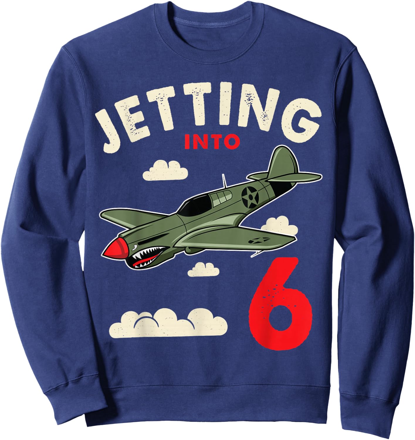 Jetting Into 6 Birthday Aviator Jet Plane Party Sweatshirt - Sweatshirt | Navy