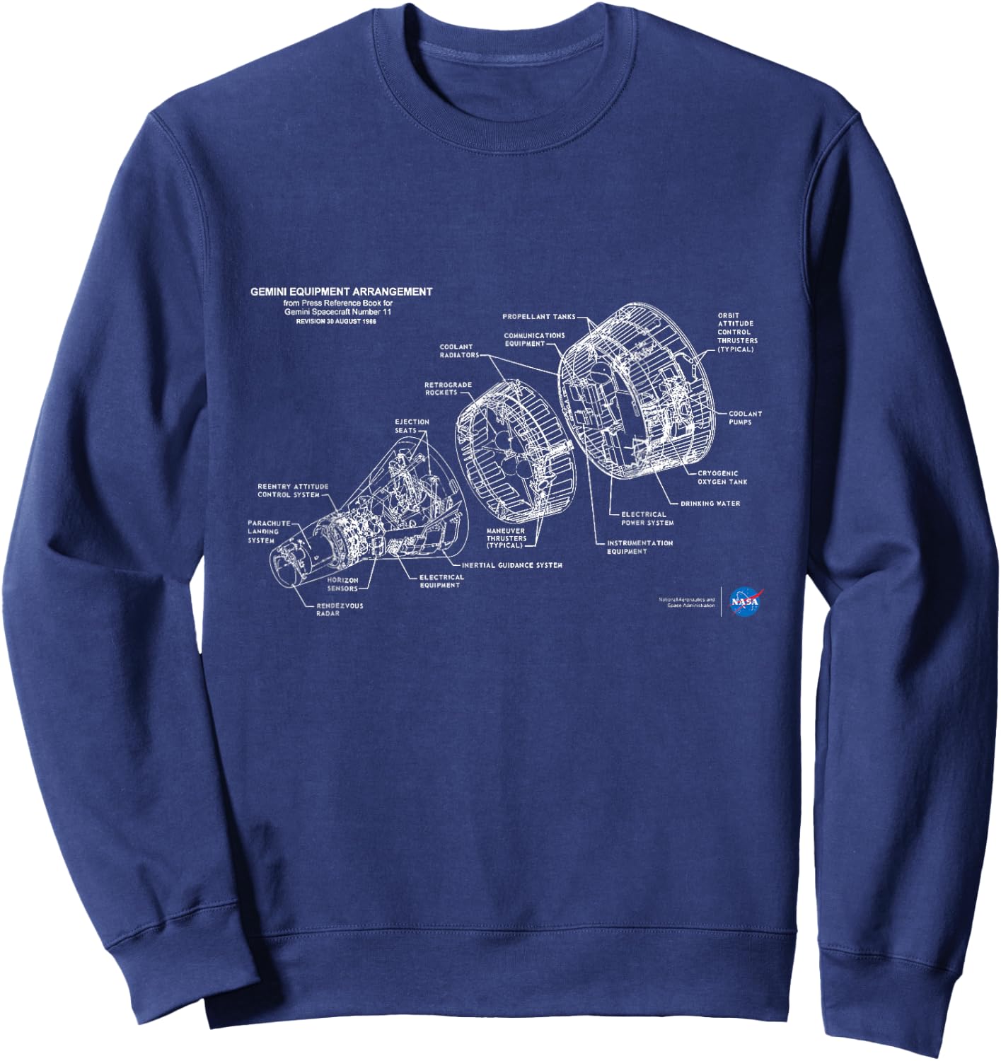NASA Gemini Spacecraft Schematic Sweatshirt - Sweatshirt | Navy