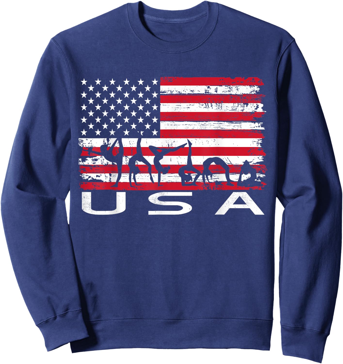 Gymnastic USA Vintage American Flag Sweatshirt - Sweatshirt | Navy
