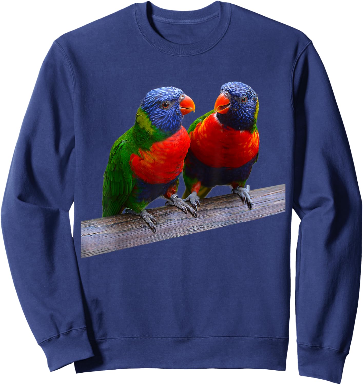 Parrot Bird Two Rainbow Lorikeet Parrots Ornithology Sweatshirt - Sweatshirt | Navy