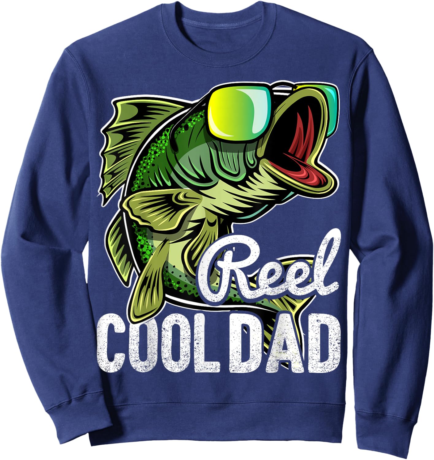 Reel Cool Dad Fishing Sunglasses Funny Father's Day Gift Sweatshirt - Sweatshirt | Navy