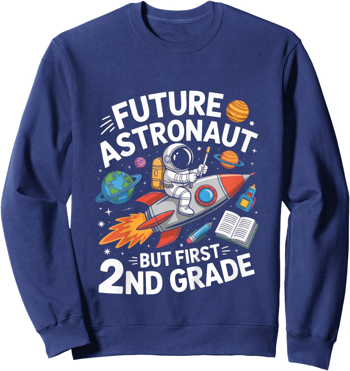 Kids Future Astronaut 2nd Grade Student Back To School Boys Kids Sweatshirt - Sweatshirt | Navy