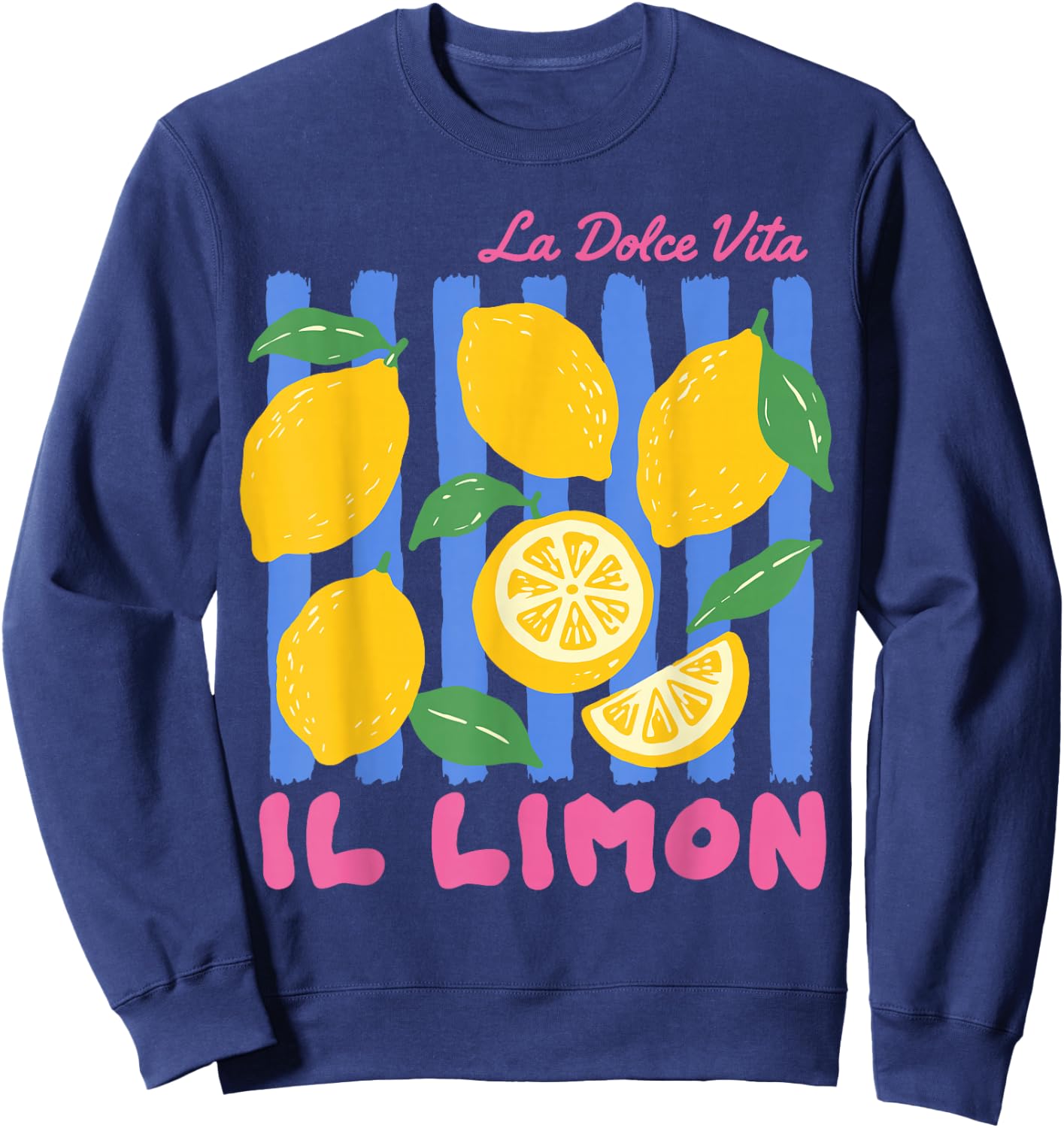 La Dolce Vita Lemon Il Limon Summer Fruit Farmers Market Sweatshirt - Sweatshirt | Navy