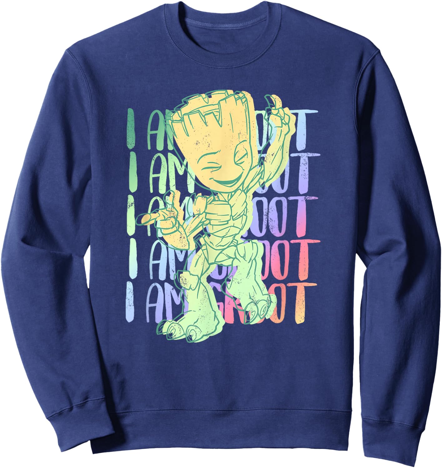 Marvel I Am Groot Happy Groot Neon Text Stack Sweatshirt - Sweatshirt | Navy