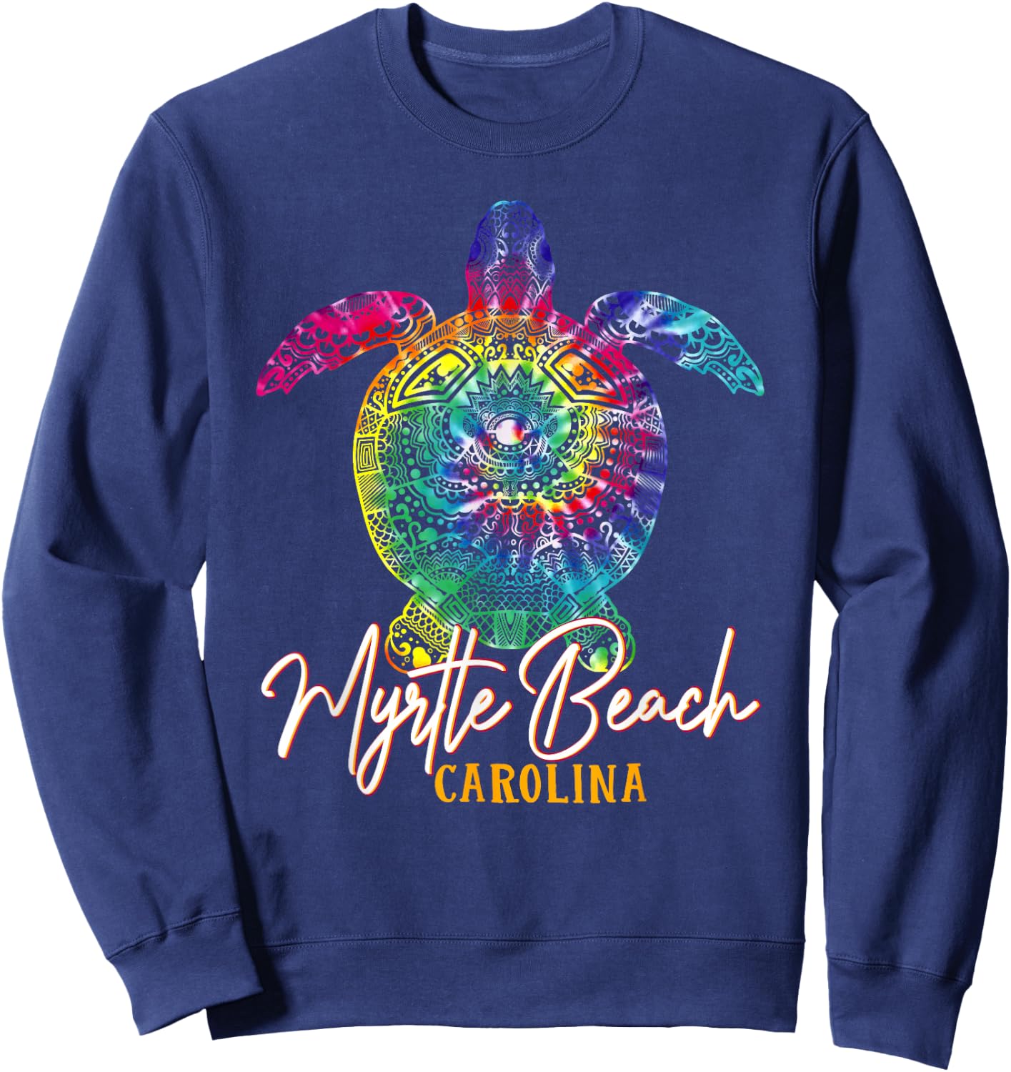 Myrtle Beach Tie Dye Sea Turtle Carolina Family Vacation Sweatshirt - Sweatshirt | Navy