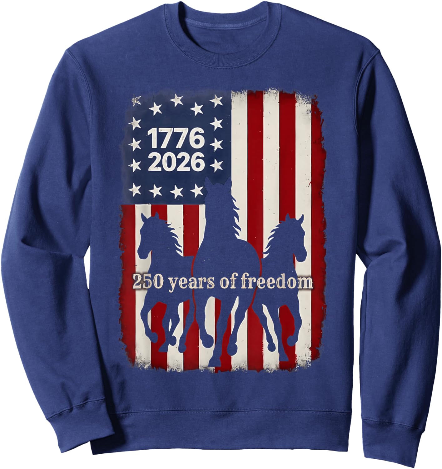 Horse American Flag 250 Years Anniversary USA Fourth of July Sweatshirt - Sweatshirt | Navy