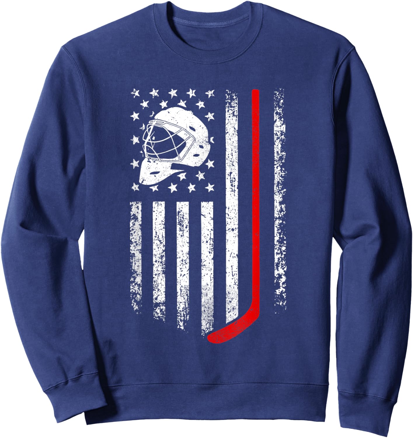Hockey American Flag Cool Ice Hockey Player Men Women Boys Sweatshirt - Sweatshirt | Navy