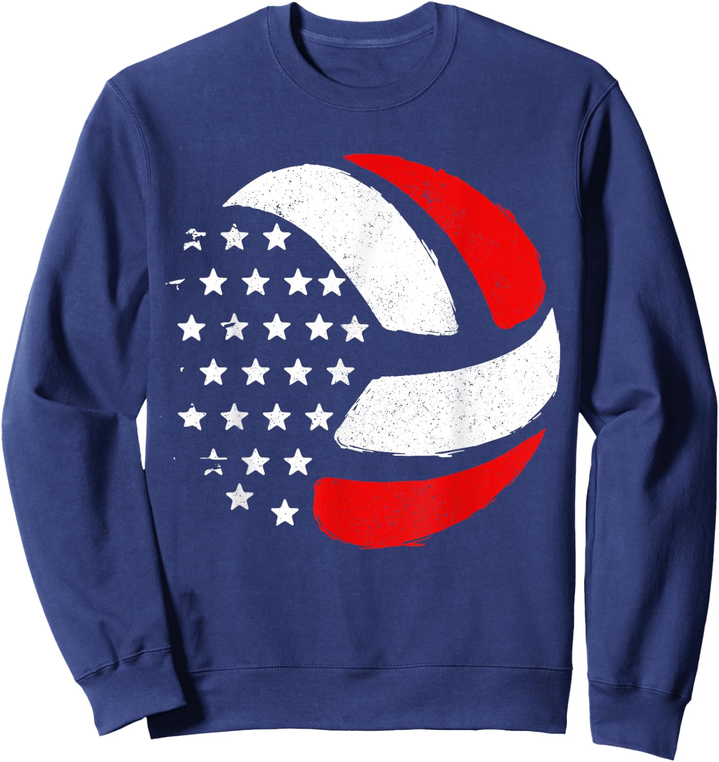 American Flag Patriotic 4th of July Volleyball Player Women Men Sweatshirt - Sweatshirt | Navy