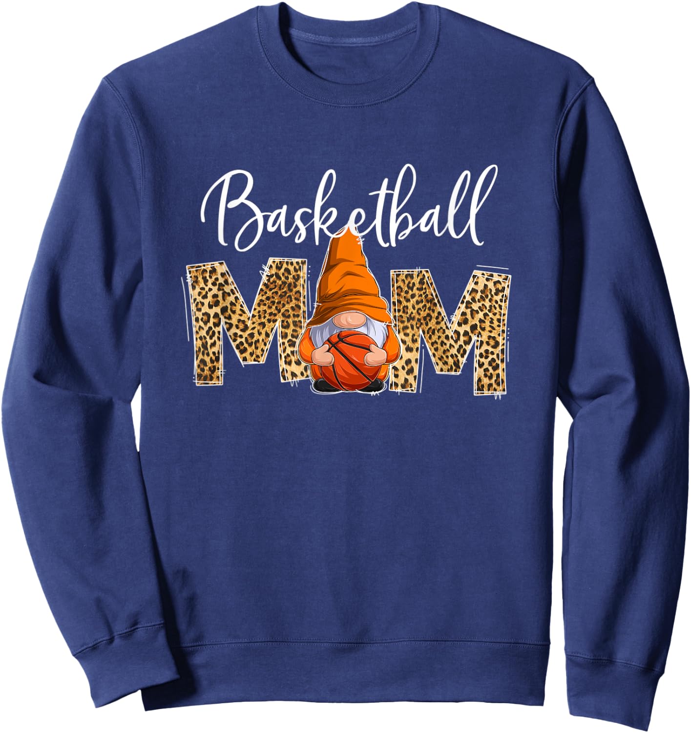 Basketball Mom Life Gnome Game Day Leopard Mother's Day Sweatshirt - Sweatshirt | Navy