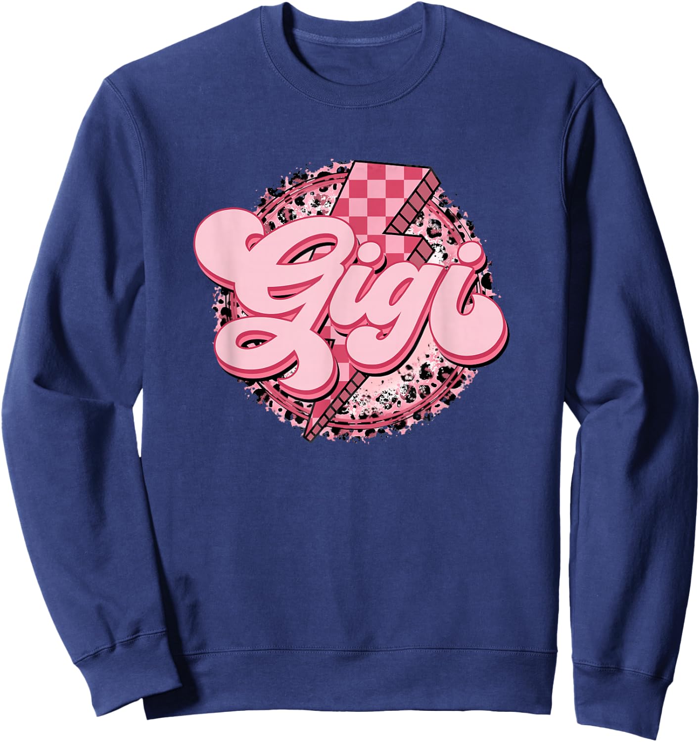 Retro Groovy Gigi Leopard Grandma Mother's Day Women Sweatshirt - Sweatshirt | Navy