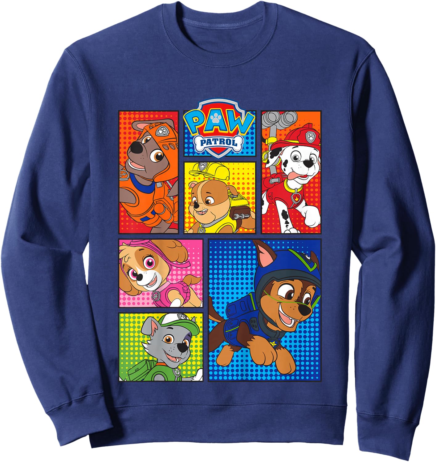 Kids Paw Patrol Pups in Comic Boxes Sweatshirt - Sweatshirt | Navy
