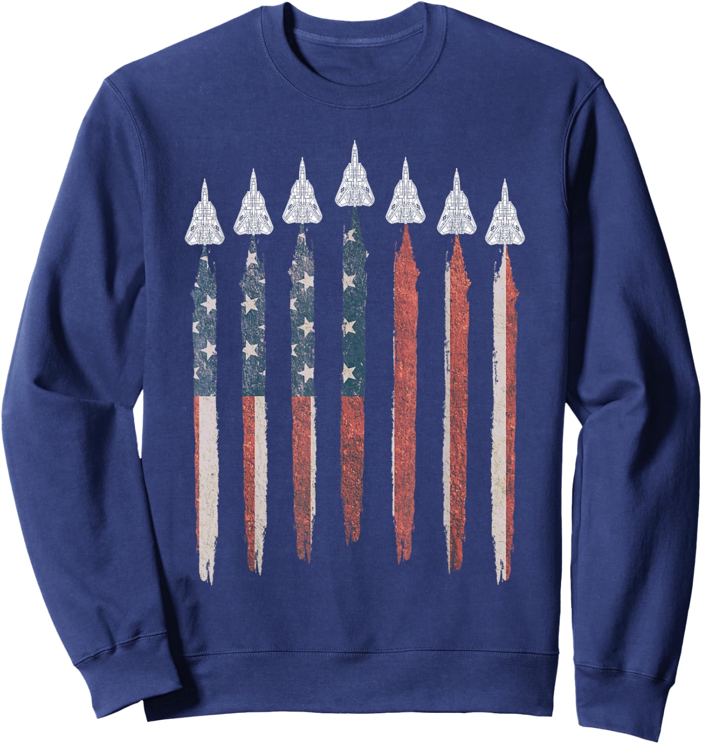 F14 Tomcat Fighter Jet USA Flag Airplane F-14 4th Of July Men Sweatshirt - Sweatshirt | Navy
