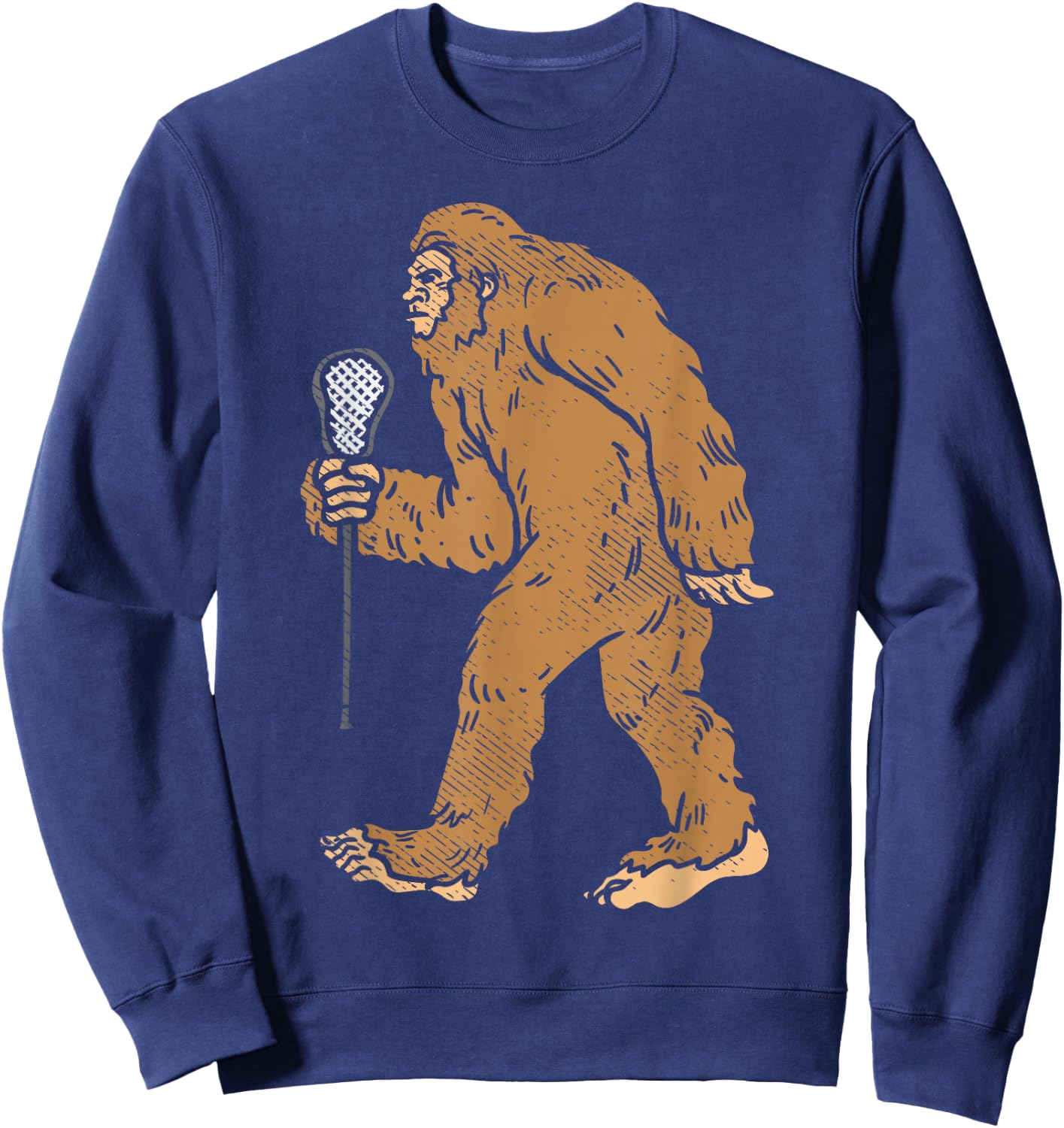 Bigfoot Sasquatch Lacrosse Funny Lax Dad Coach Player Gift Sweatshirt - Sweatshirt | Navy